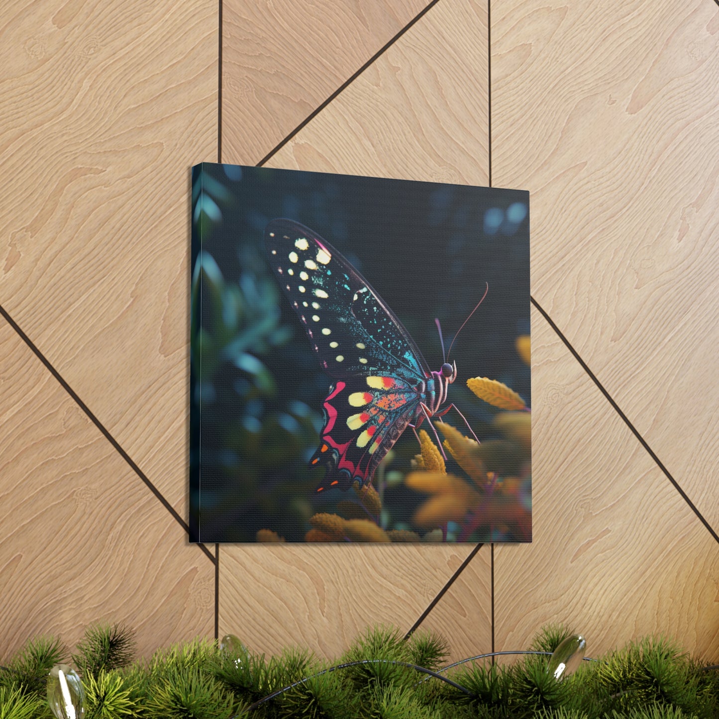 Canvas Gallery Wraps Hyper Colorful Butterfly Macro 2