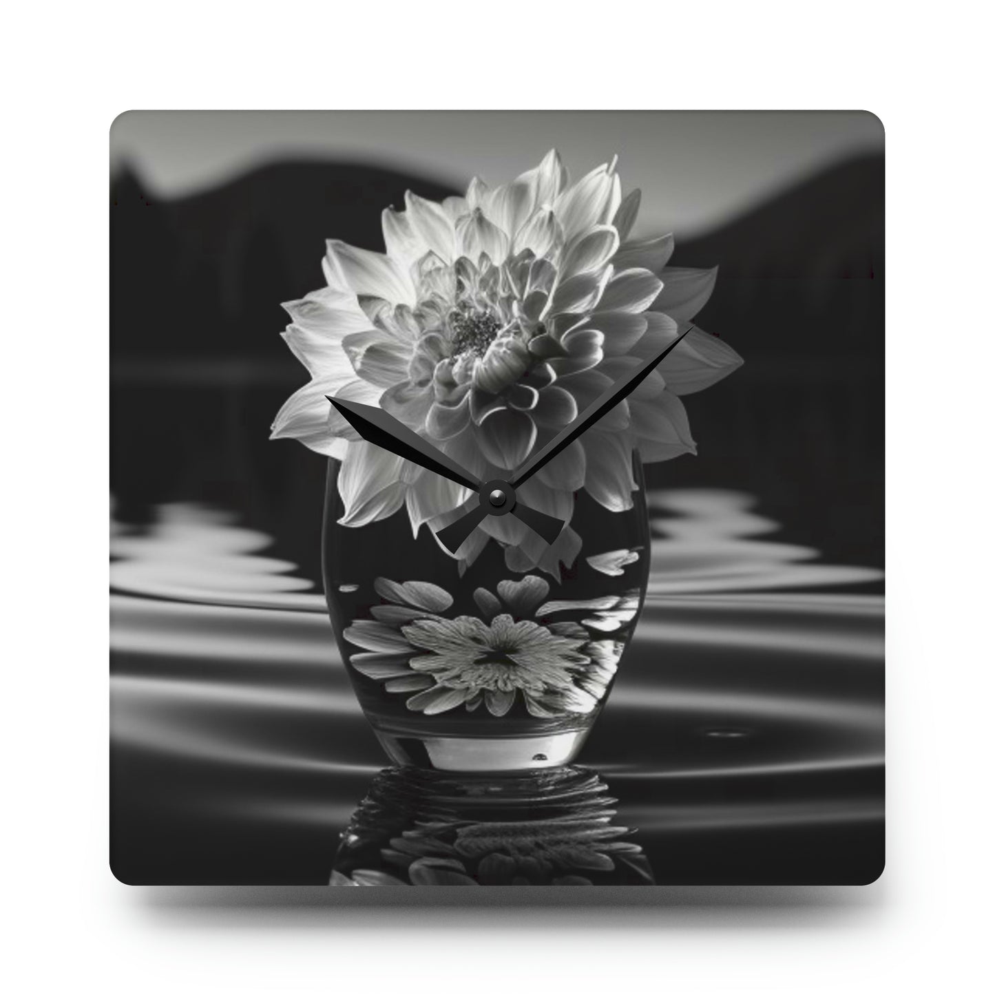 Acrylic Wall Clock White Dahlia 4