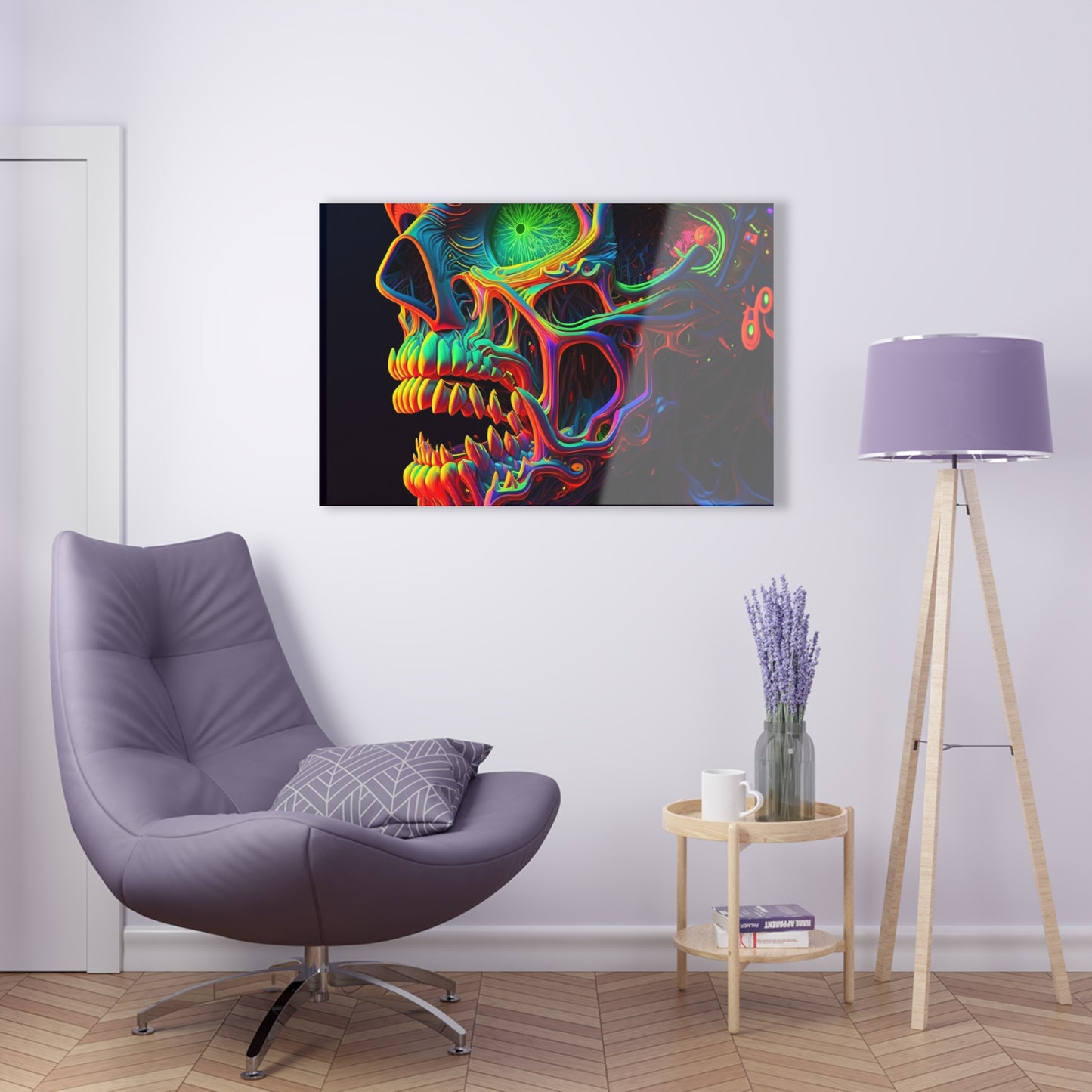 Acrylic Prints Florescent Skull Death 1