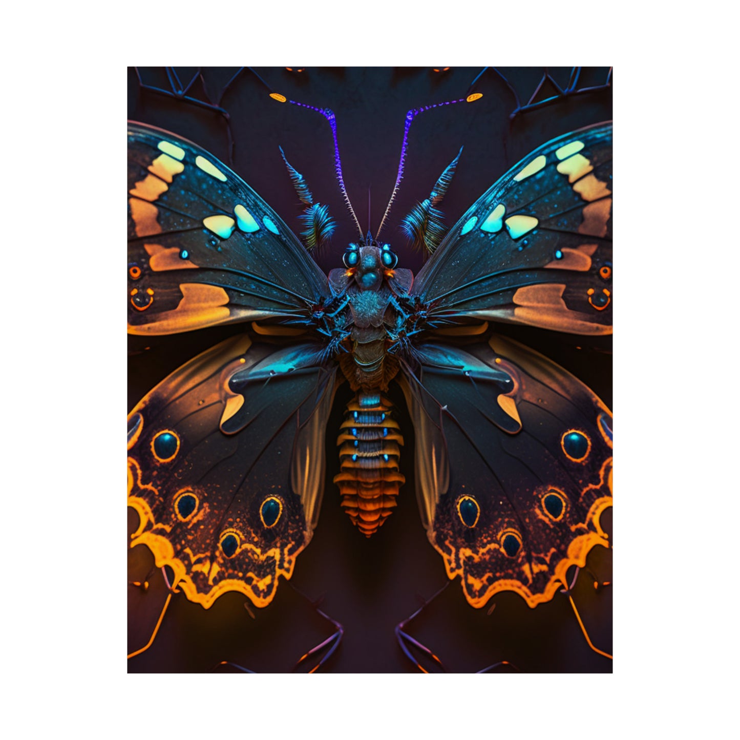 Premium Matte Vertical Posters Neon Hue Butterfly 2