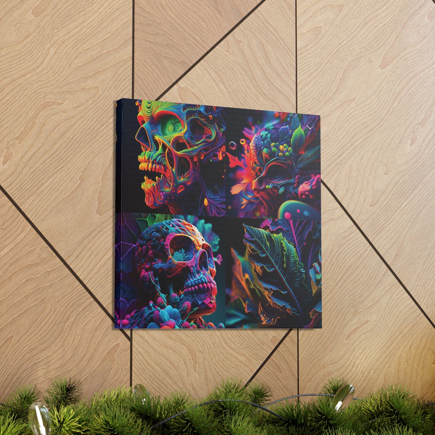 Canvas Gallery Wraps Florescent Skull Death 5