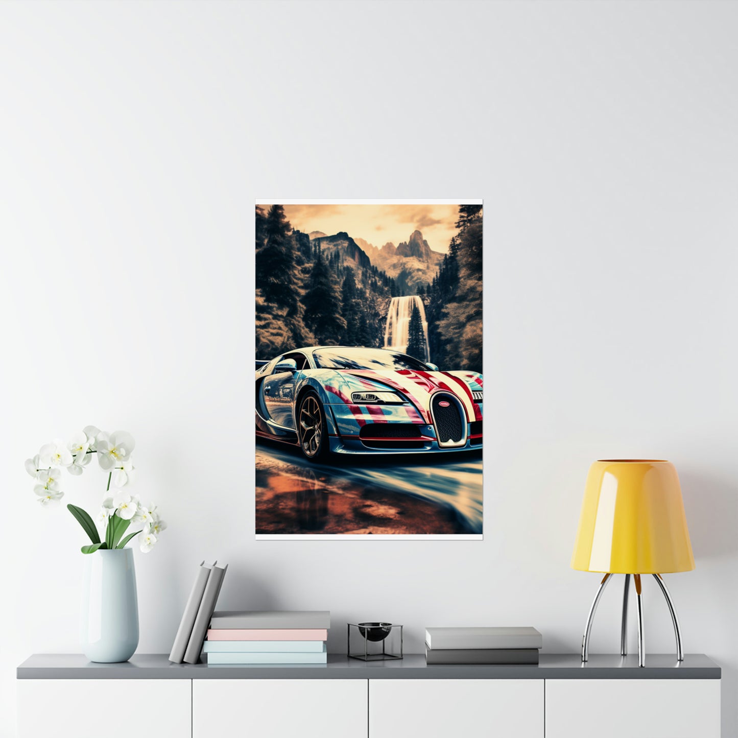 Premium Matte Vertical Posters Bugatti Waterfall 1