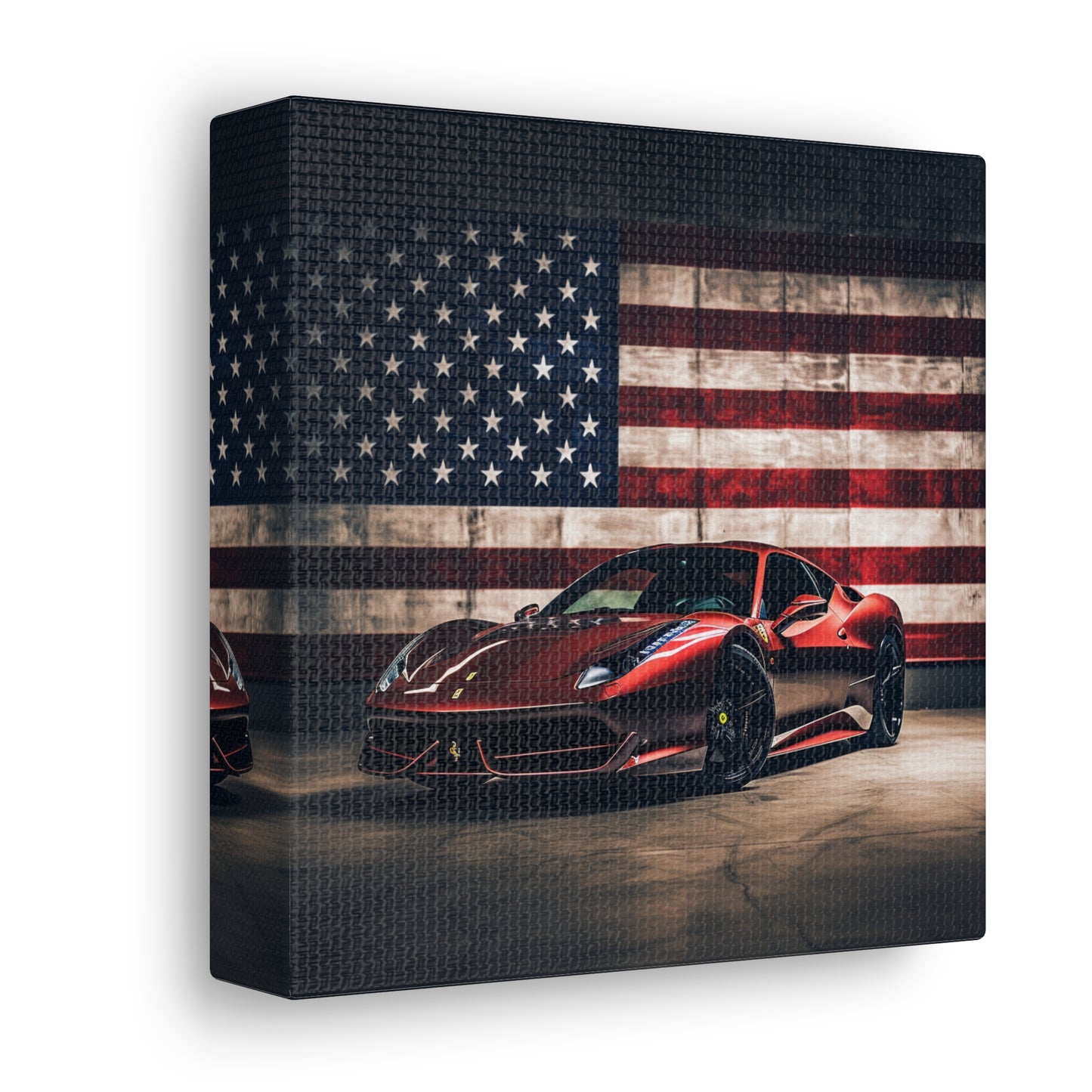 Canvas Gallery Wraps American Flag Background Ferrari 4