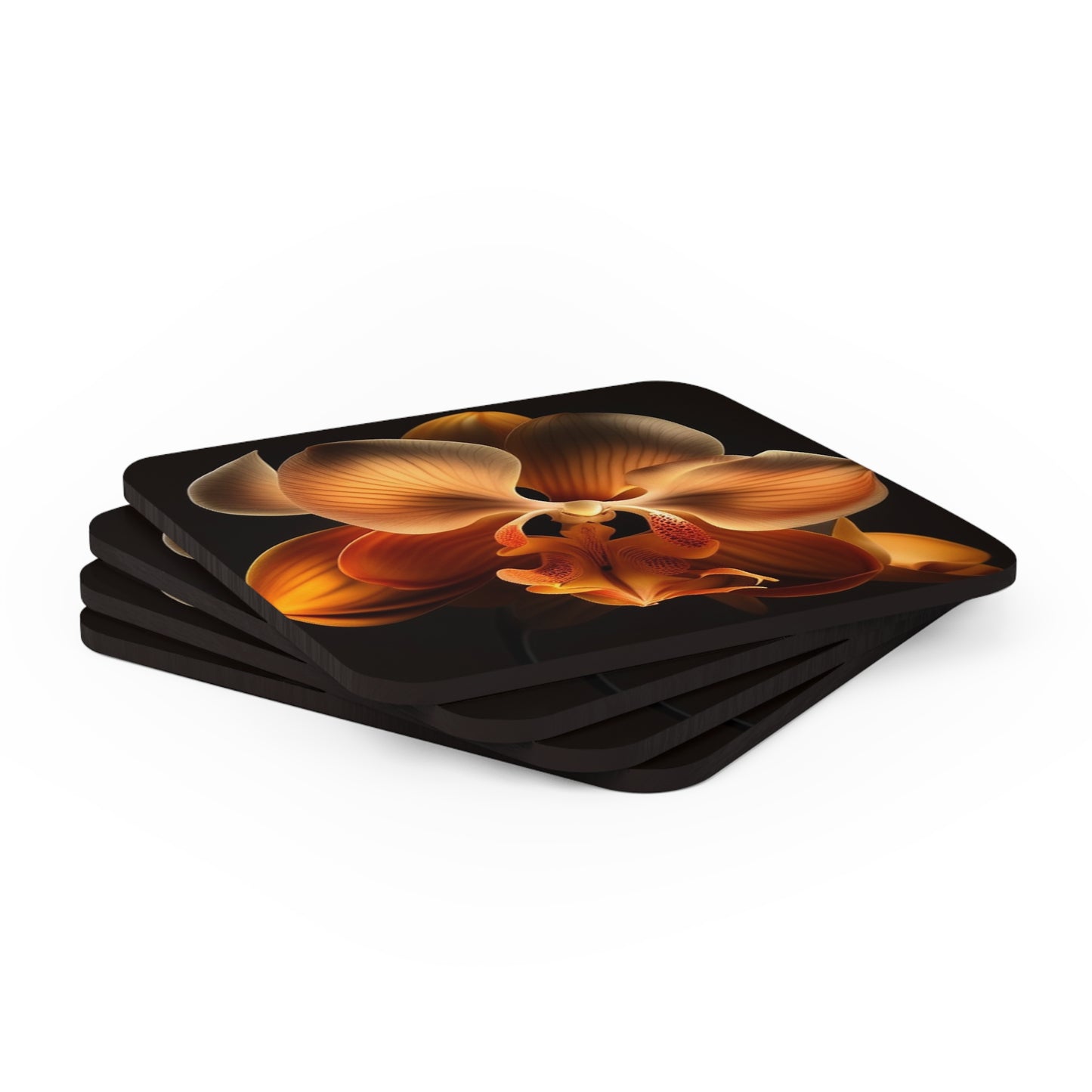 Corkwood Coaster Set Orange Orchid 2