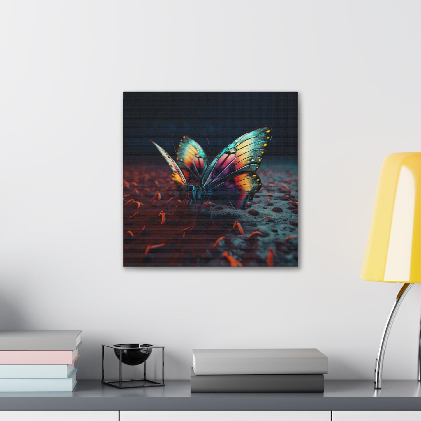 Canvas Gallery Wraps Hyper Colorful Butterfly Macro 1