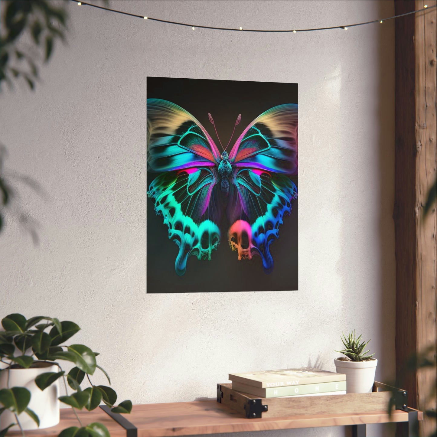 Premium Matte Vertical Posters Neon Butterfly Fusion 2