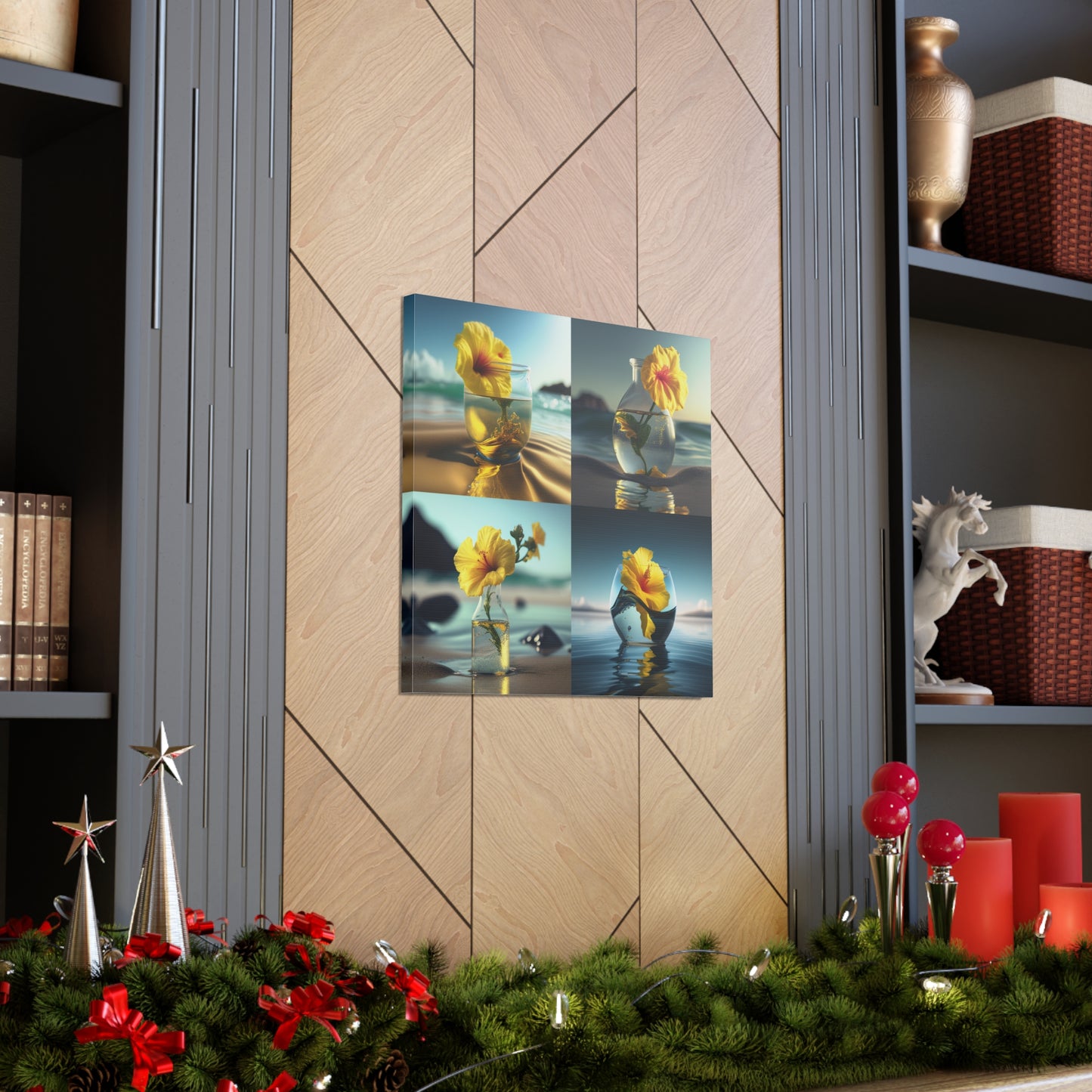 Canvas Gallery Wraps Yellow Hibiscus glass 5