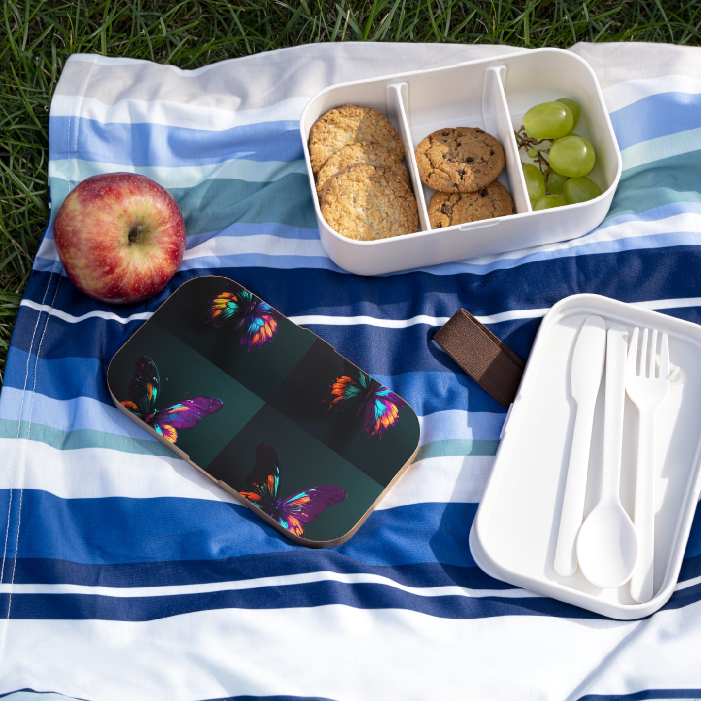 Bento Lunch Box Hyper Colorful Butterfly Purple 5