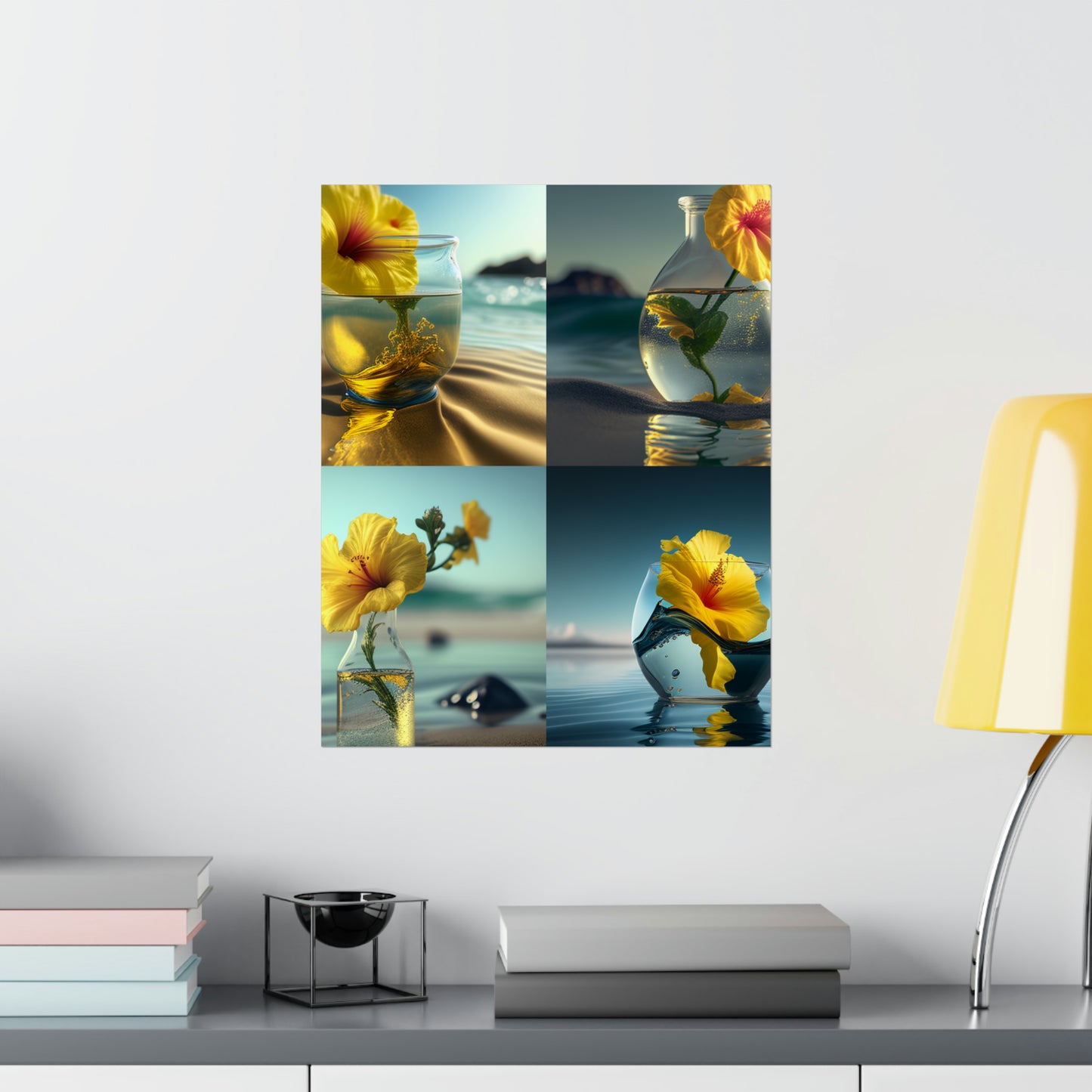 Premium Matte Vertical Posters Yellow Hibiscus glass 5