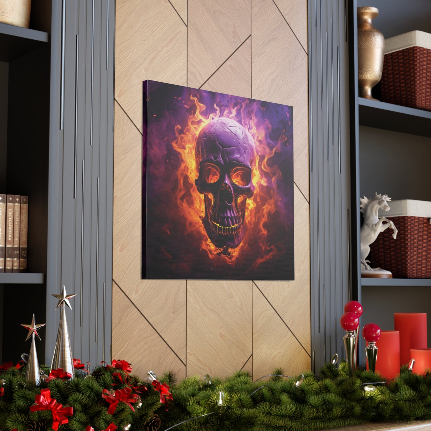 Canvas Gallery Wraps Skull Flames 3