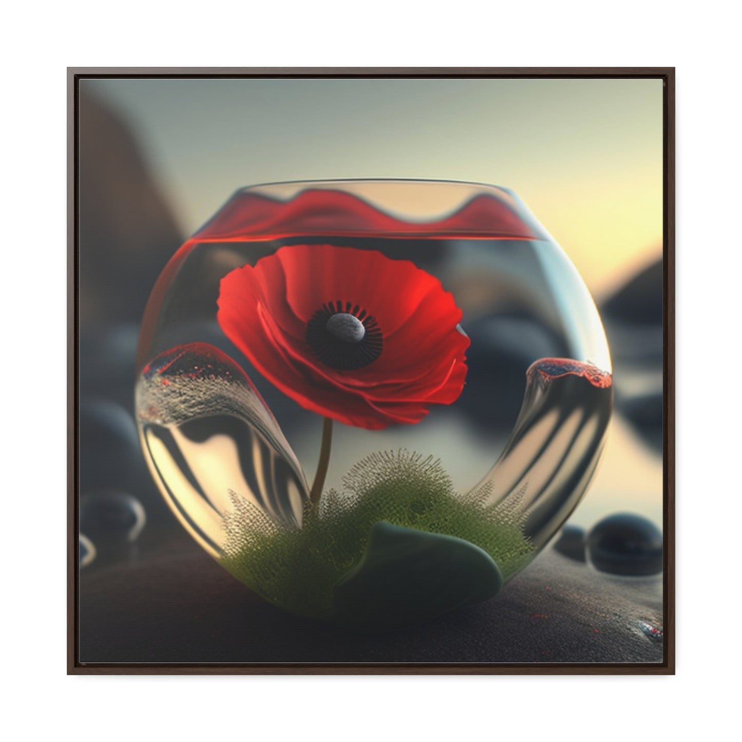 Gallery Canvas Wraps, Square Frame Red Anemone in a Vase 3