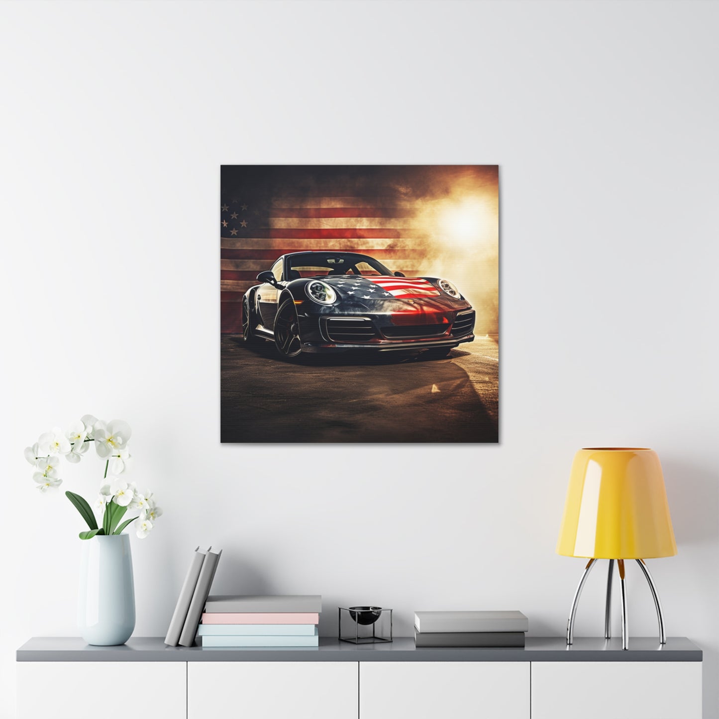 Canvas Gallery Wraps Abstract American Flag Background Porsche 1