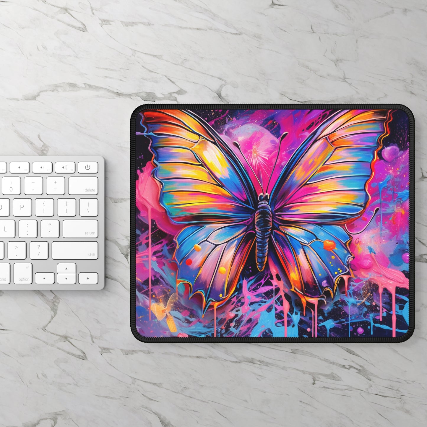 Gaming Mouse Pad  Pink Butterfly Flair 3