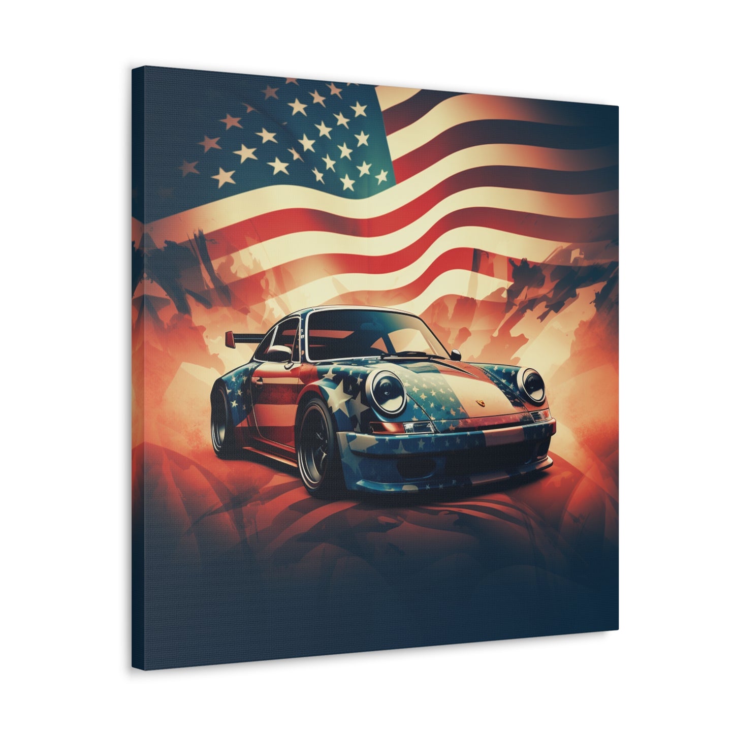 Canvas Gallery Wraps Abstract American Flag Background Porsche 4