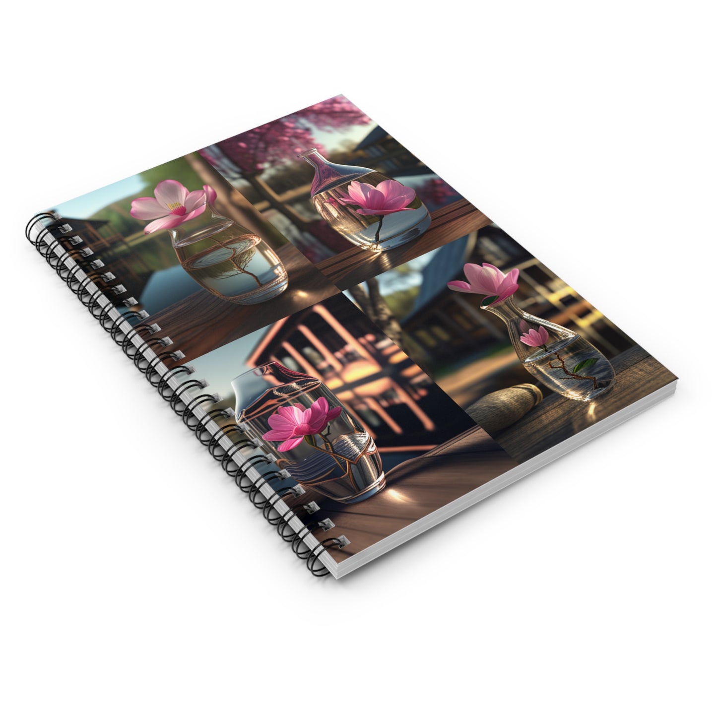 Spiral Notebook - Ruled Line Magnolia in a Glass vase 5