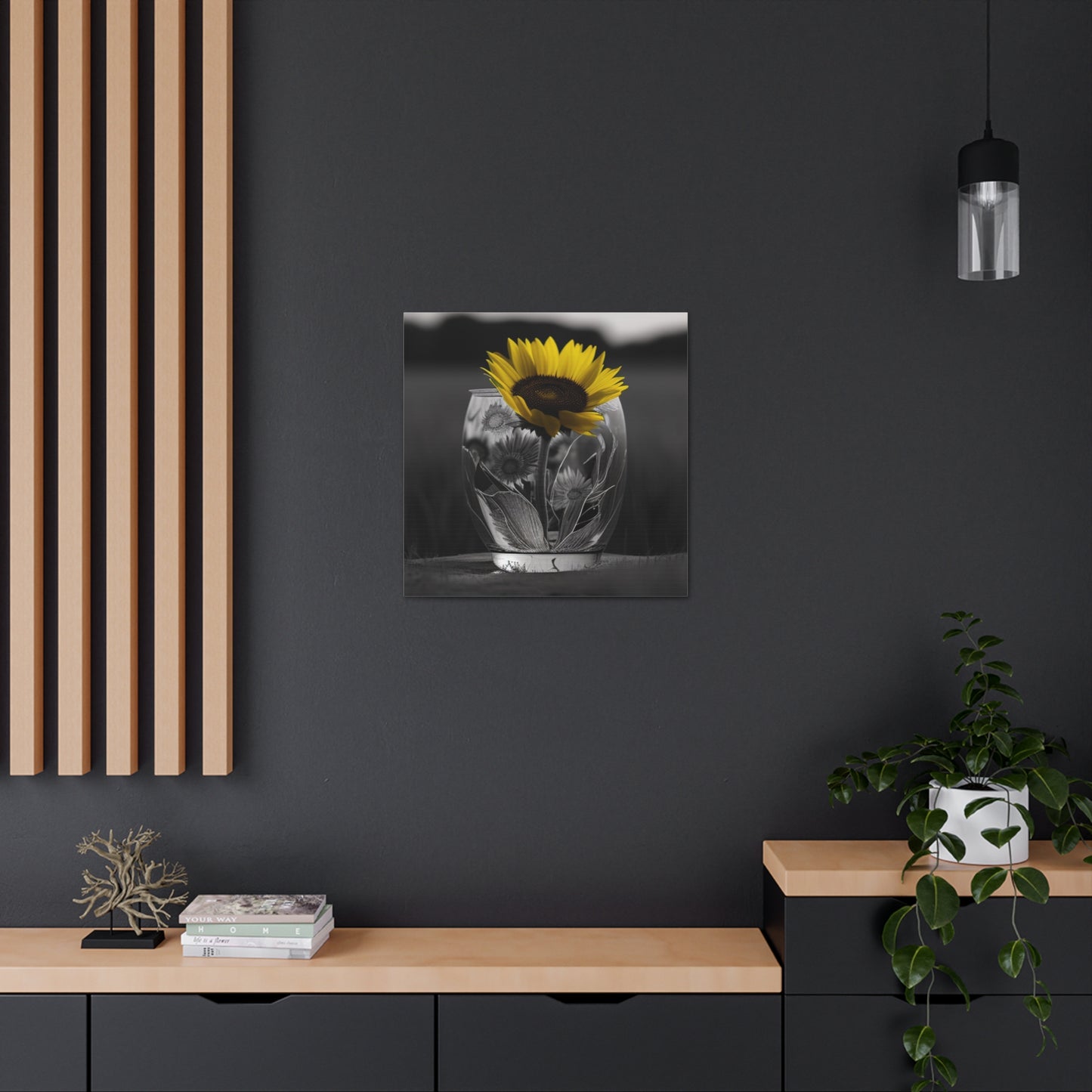 Canvas Gallery Wraps Yellw Sunflower in a vase 1
