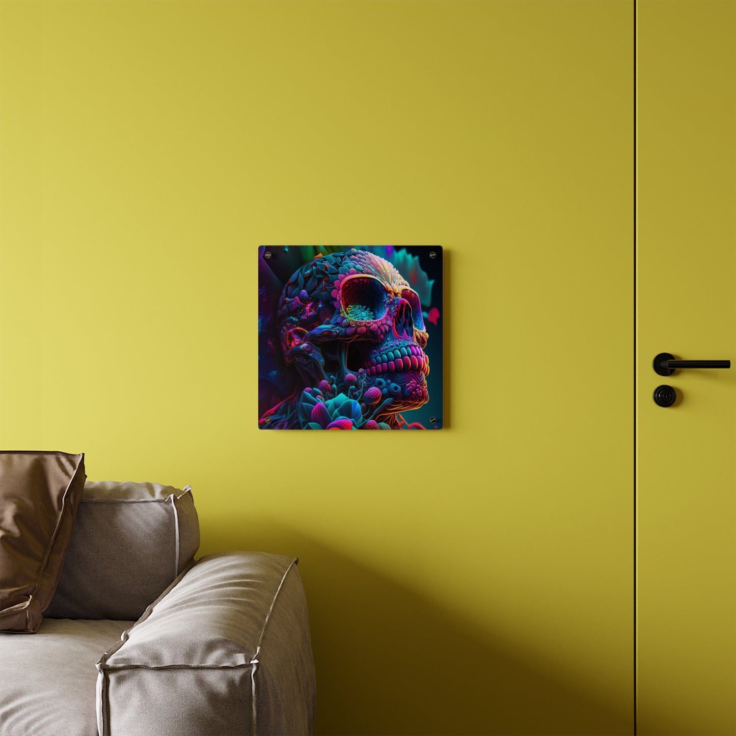 Acrylic Wall Art Panels Florescent Skull Death 3