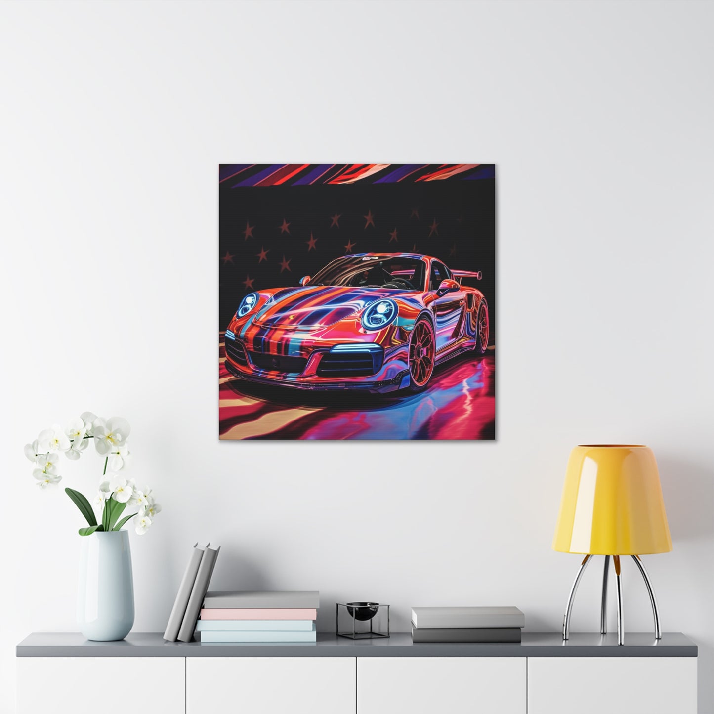 Canvas Gallery Wraps American Flag Colored Porsche 4