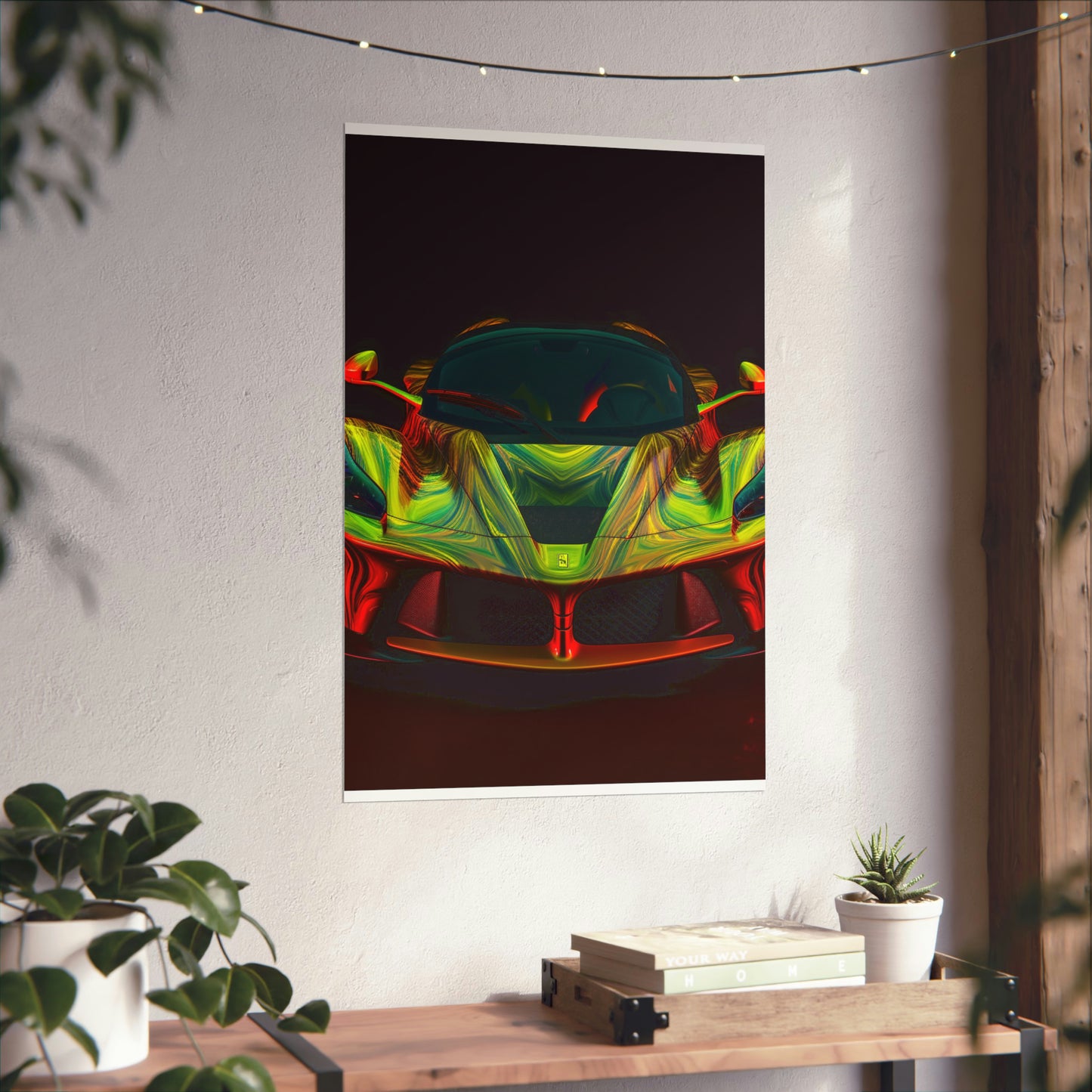 Premium Matte Vertical Posters Ferrari Neon 1