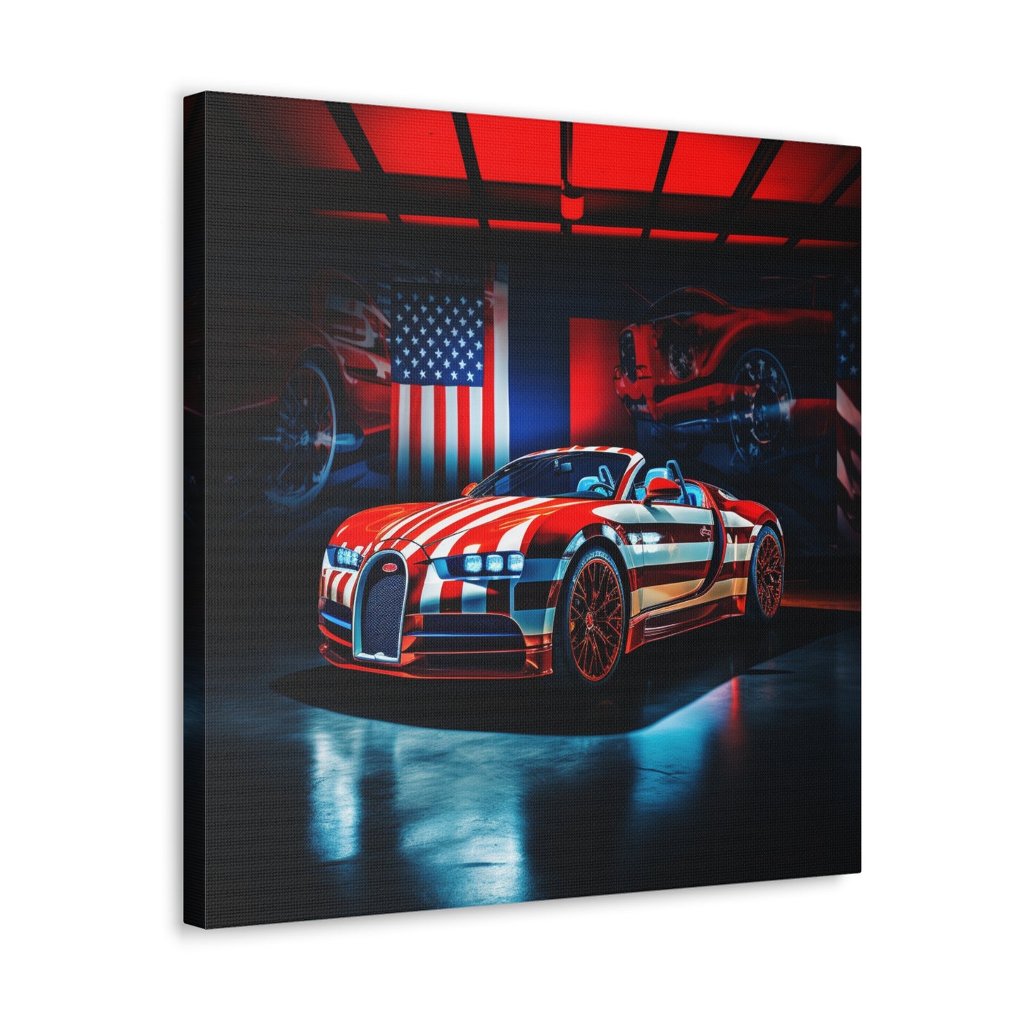 Canvas Gallery Wraps Macro Bugatti American Flag 2