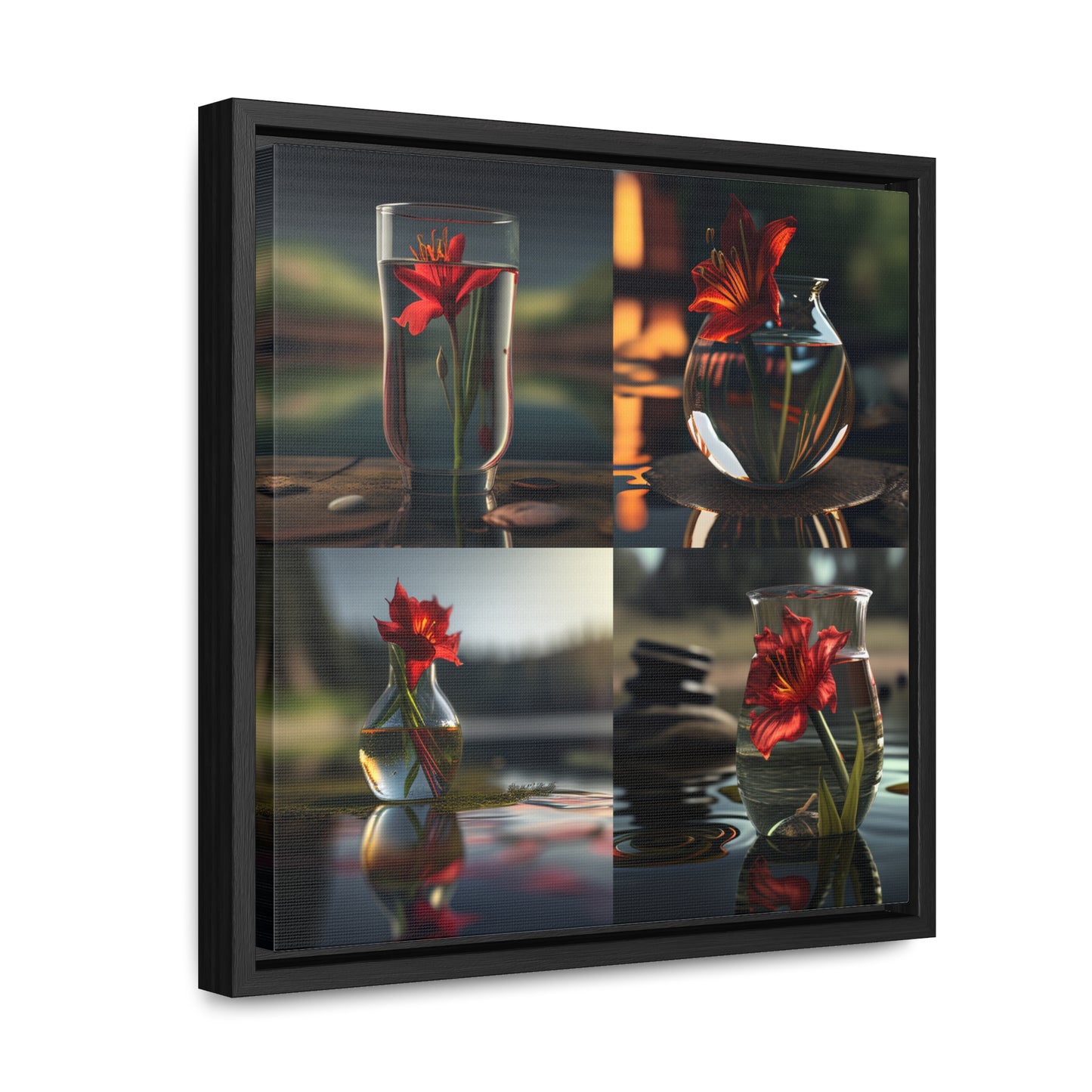 Gallery Canvas Wraps, Square Frame Red Lily in a Glass vase 5