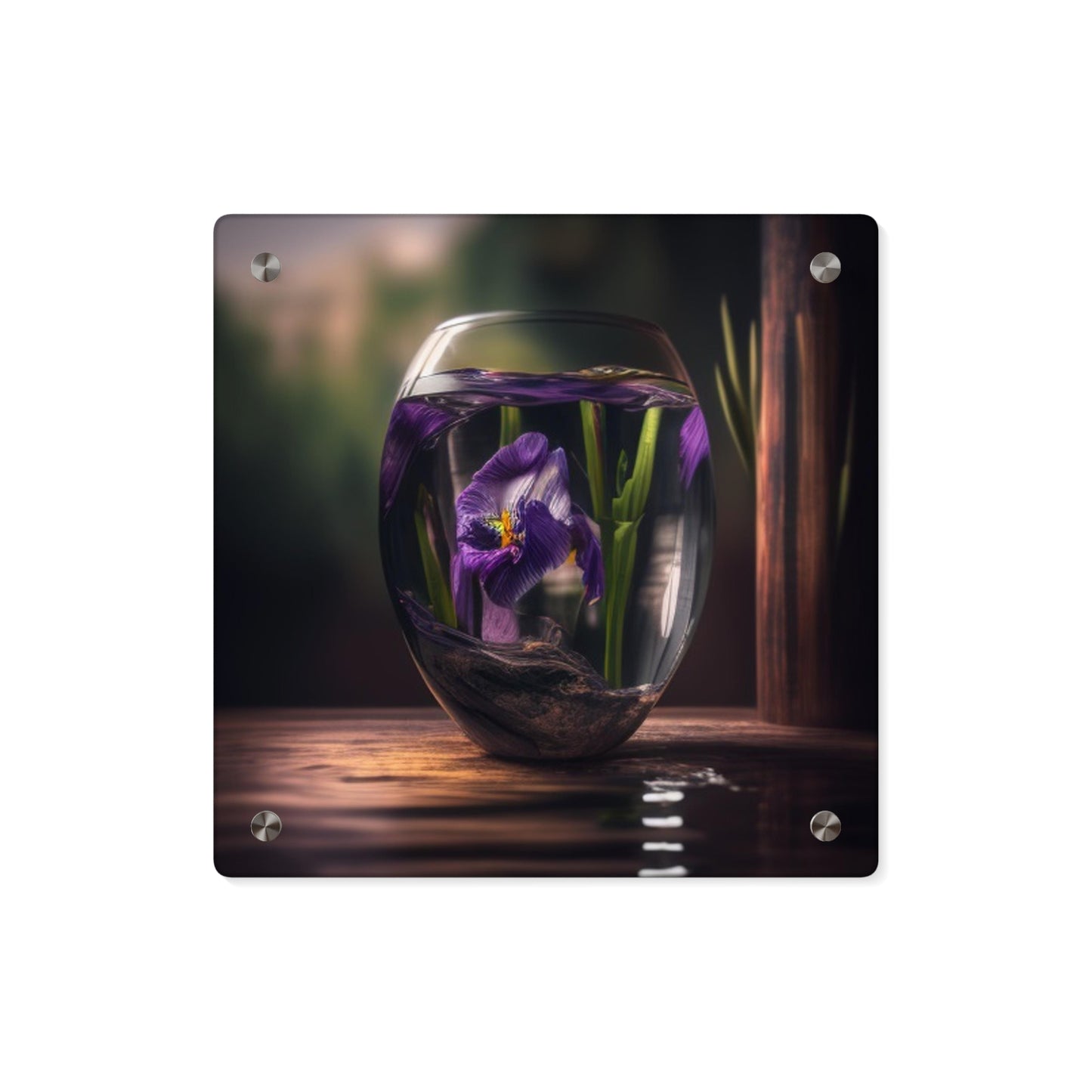 Acrylic Wall Art Panels Purple Iris in a vase 4