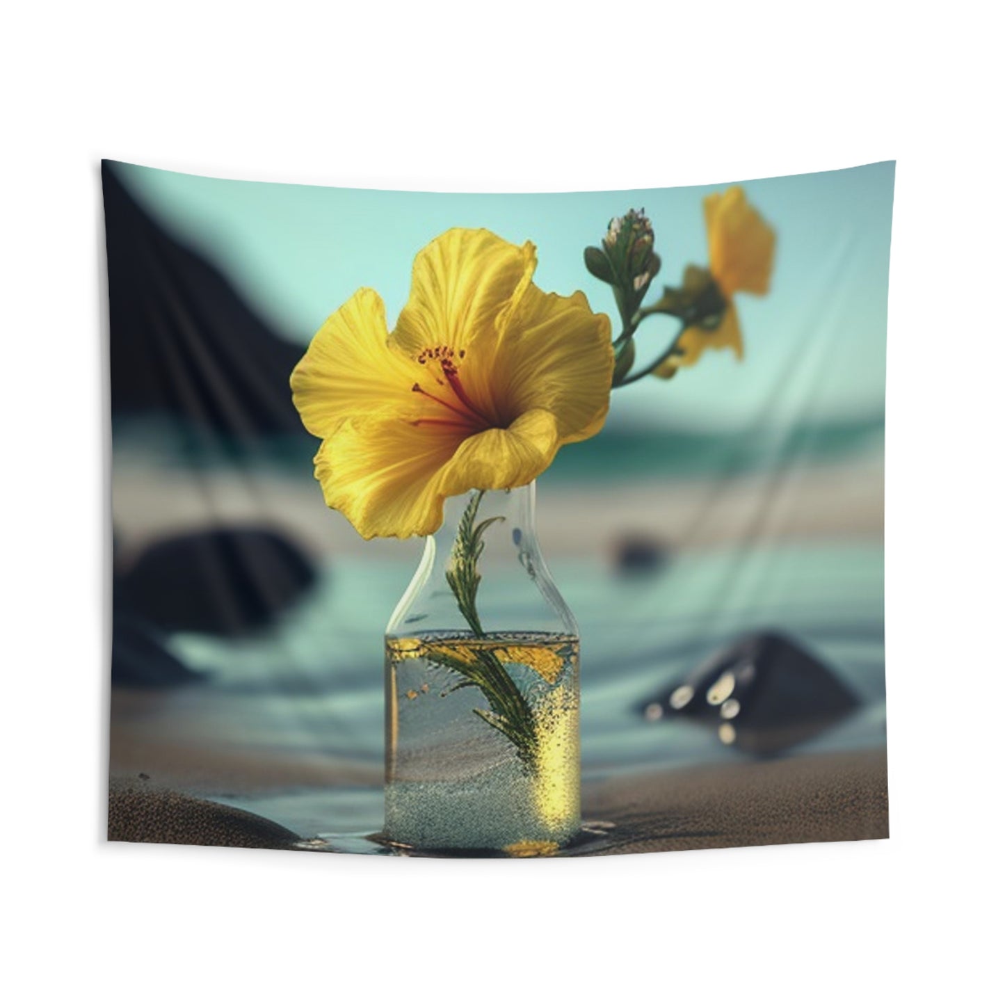 Indoor Wall Tapestries Yellow Hibiscus glass 3