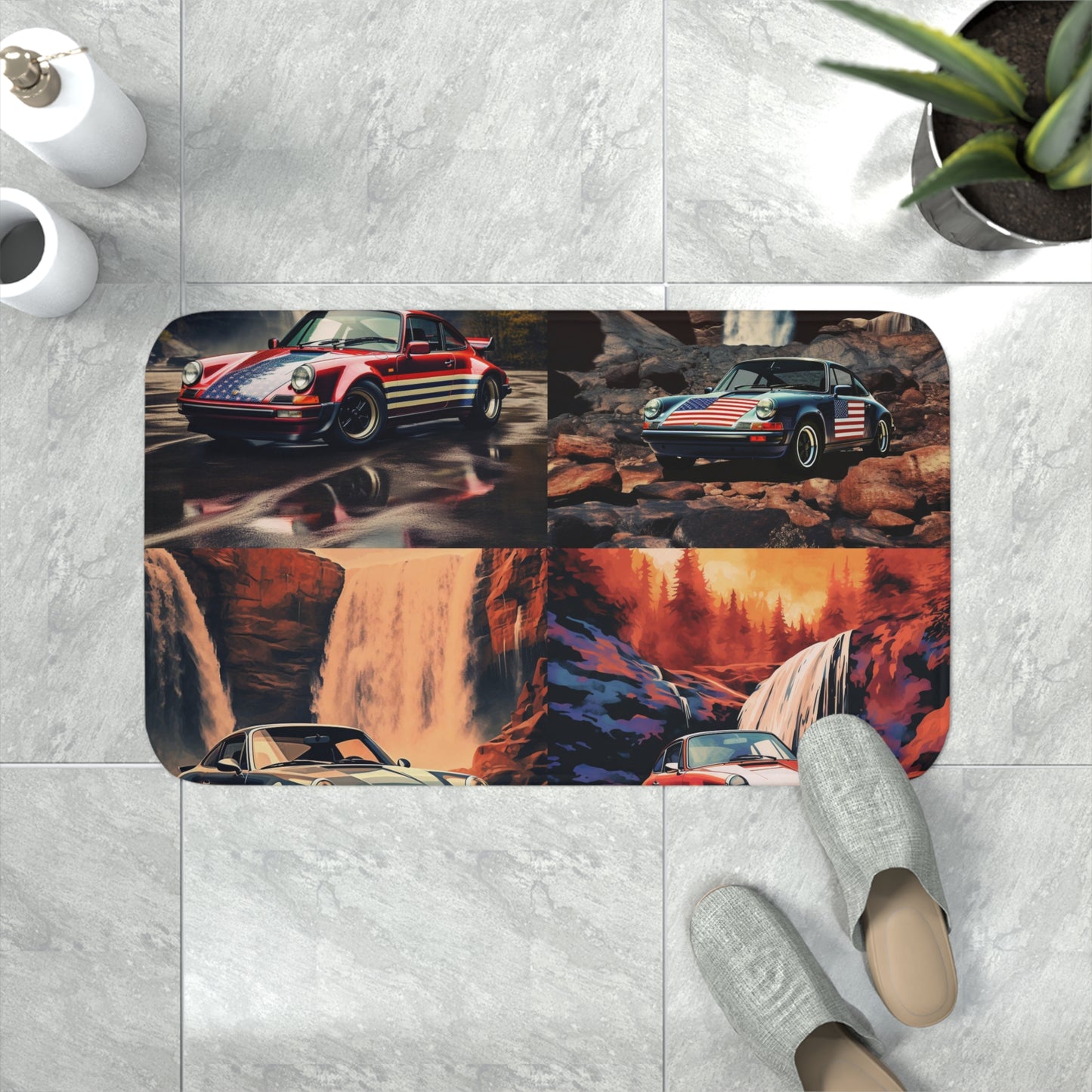 Memory Foam Bath Mat American Flag Porsche Abstract 5