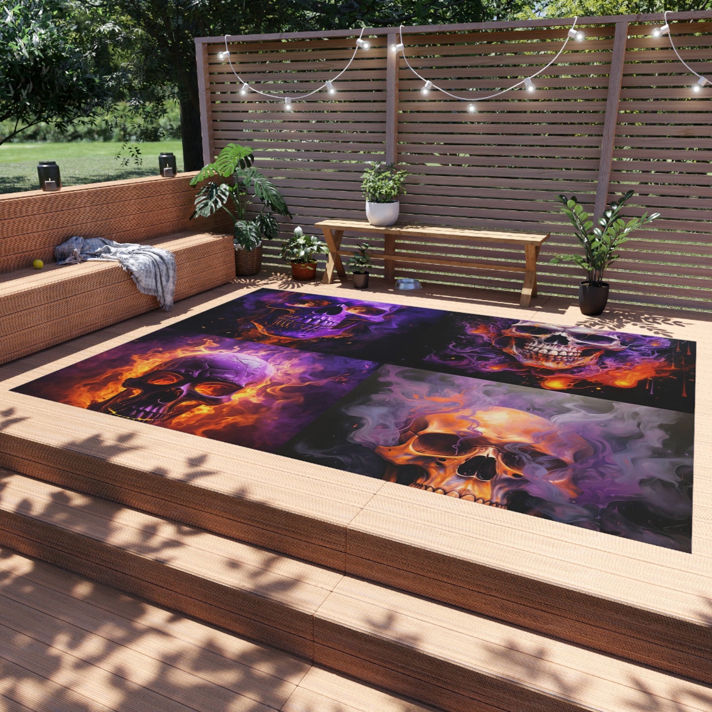 Outdoor Rug  Skull Flames 5