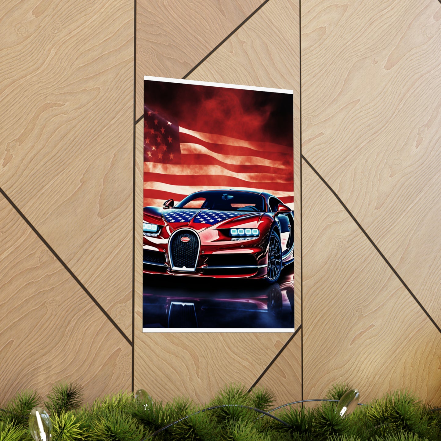 Premium Matte Vertical Posters Abstract American Flag Background Bugatti 3