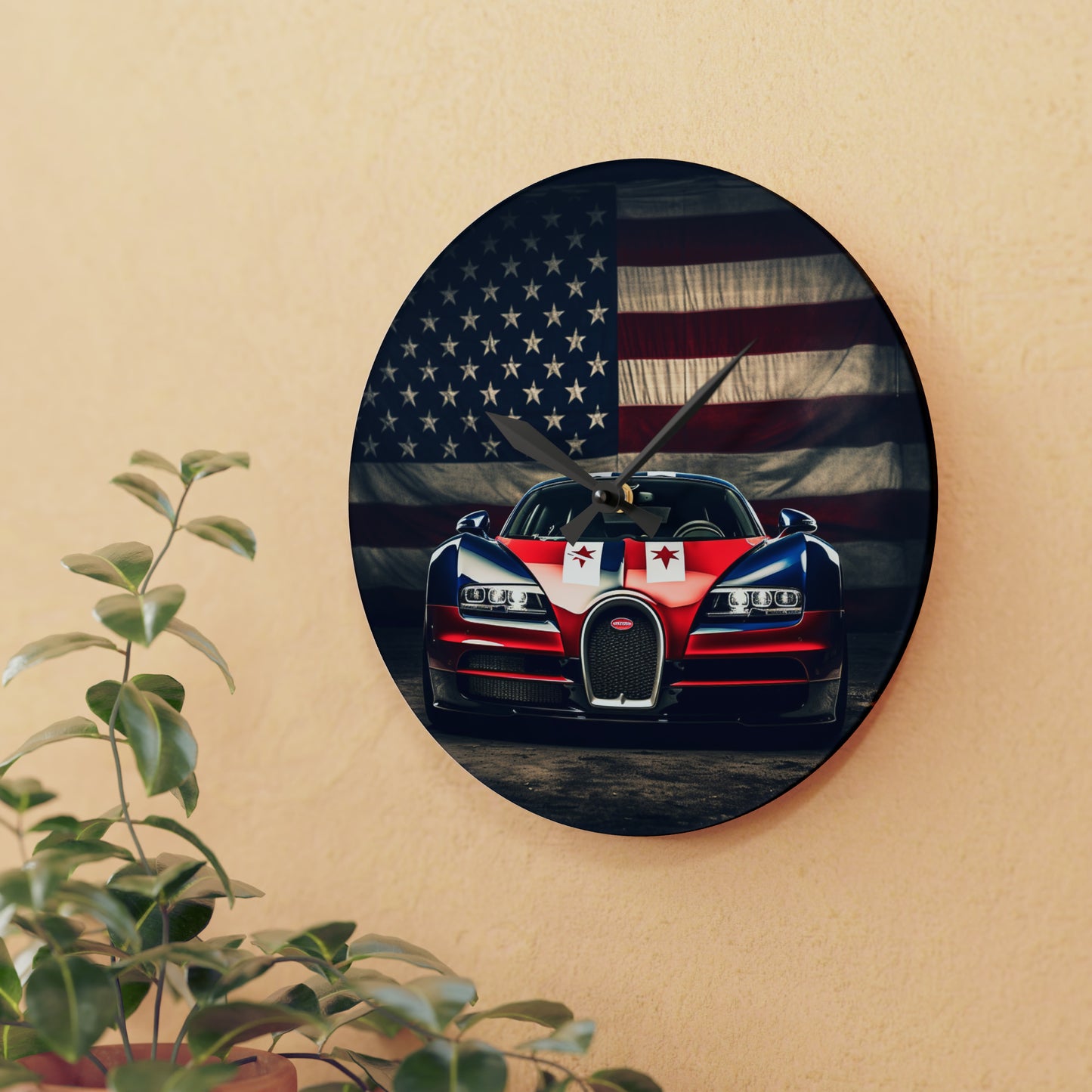 Acrylic Wall Clock Bugatti American Flag 3