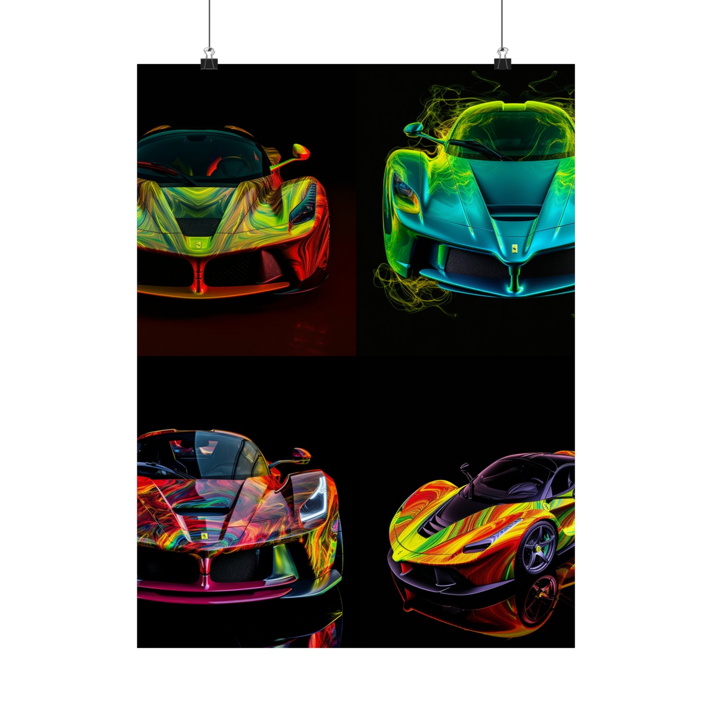 Premium Matte Vertical Posters Ferrari Neon 5