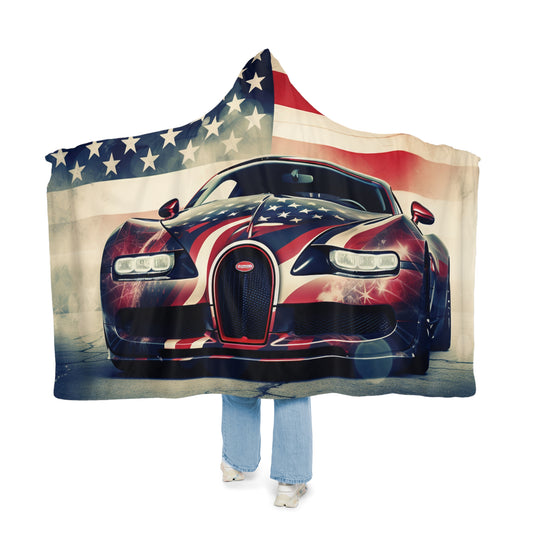 Snuggle Hooded Blanket Abstract American Flag Background Bugatti 1