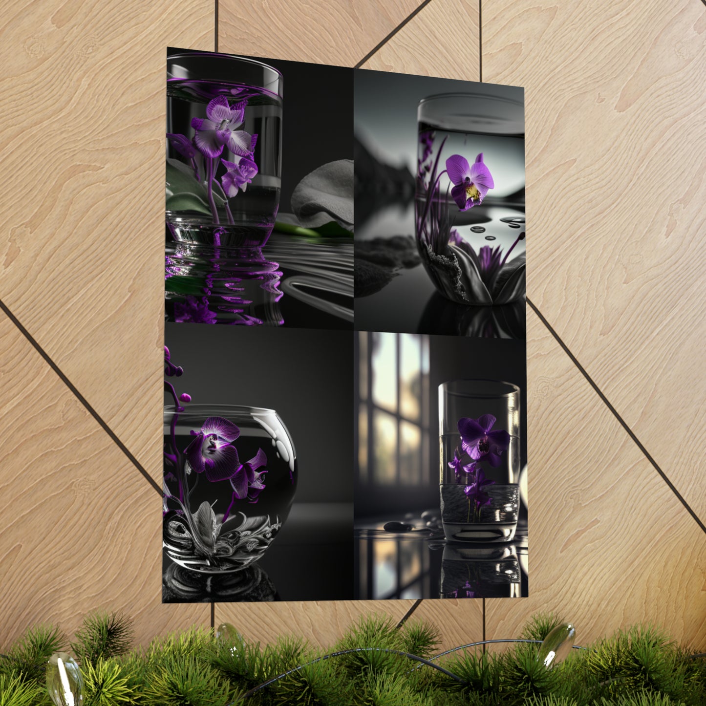 Premium Matte Vertical Posters Purple Orchid Glass vase 5