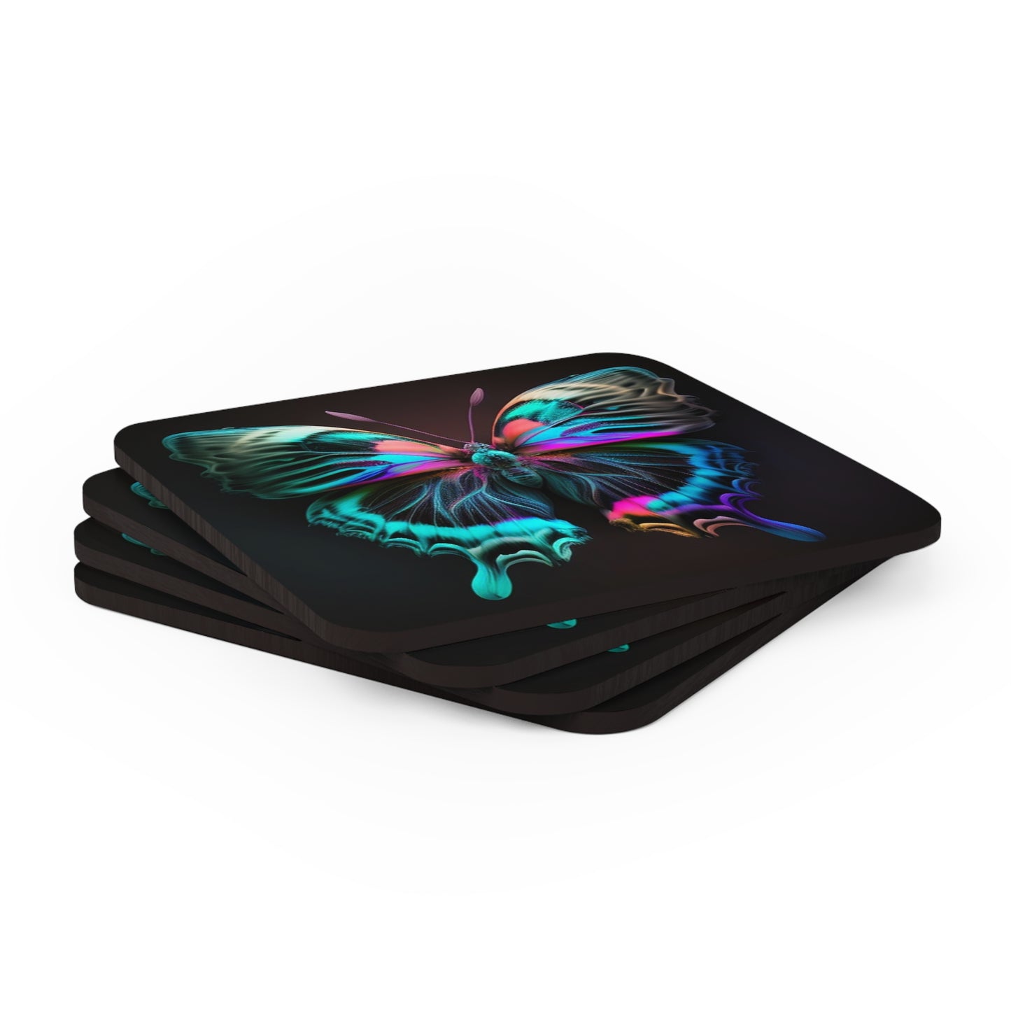 Corkwood Coaster Set Neon Butterfly Fusion 3