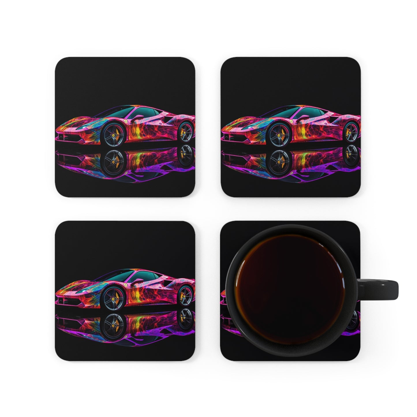 Corkwood Coaster Set Ferrari Color 4