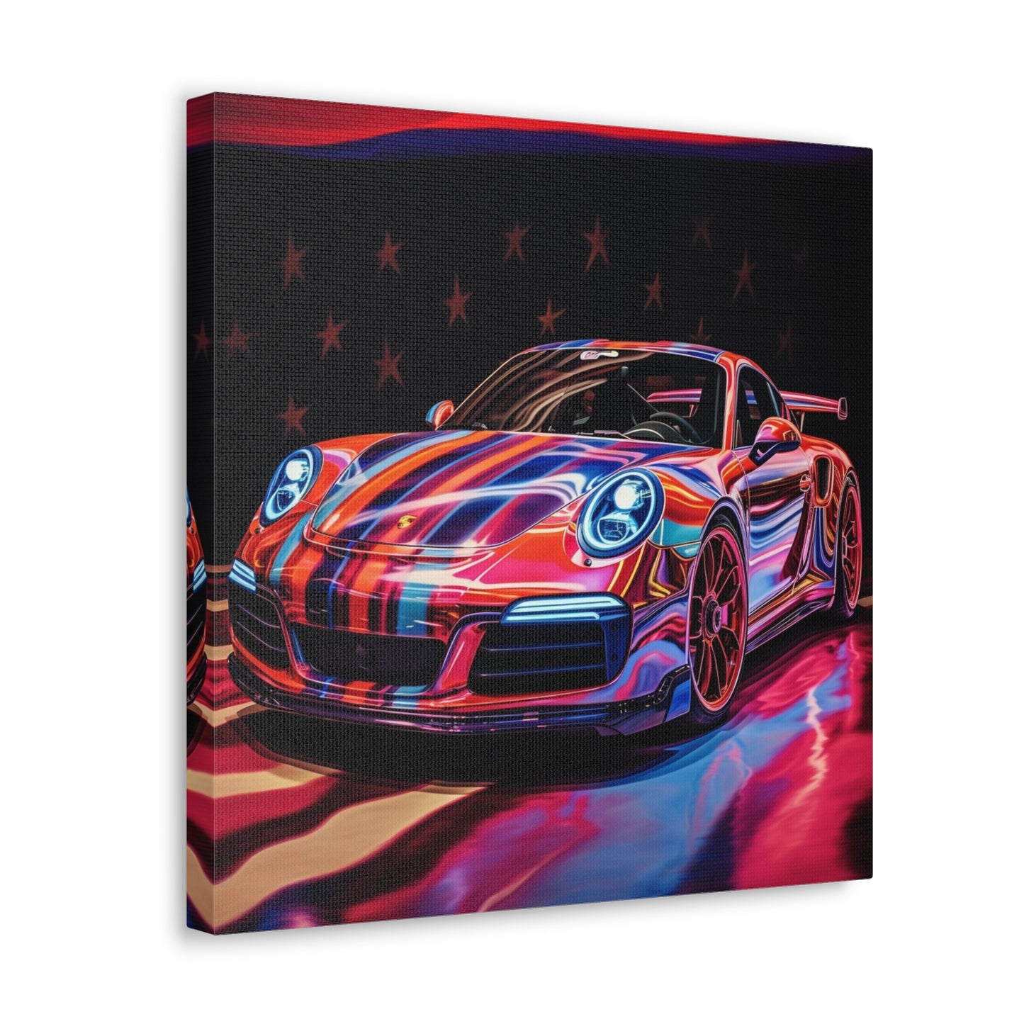 Canvas Gallery Wraps American Flag Colored Porsche 3