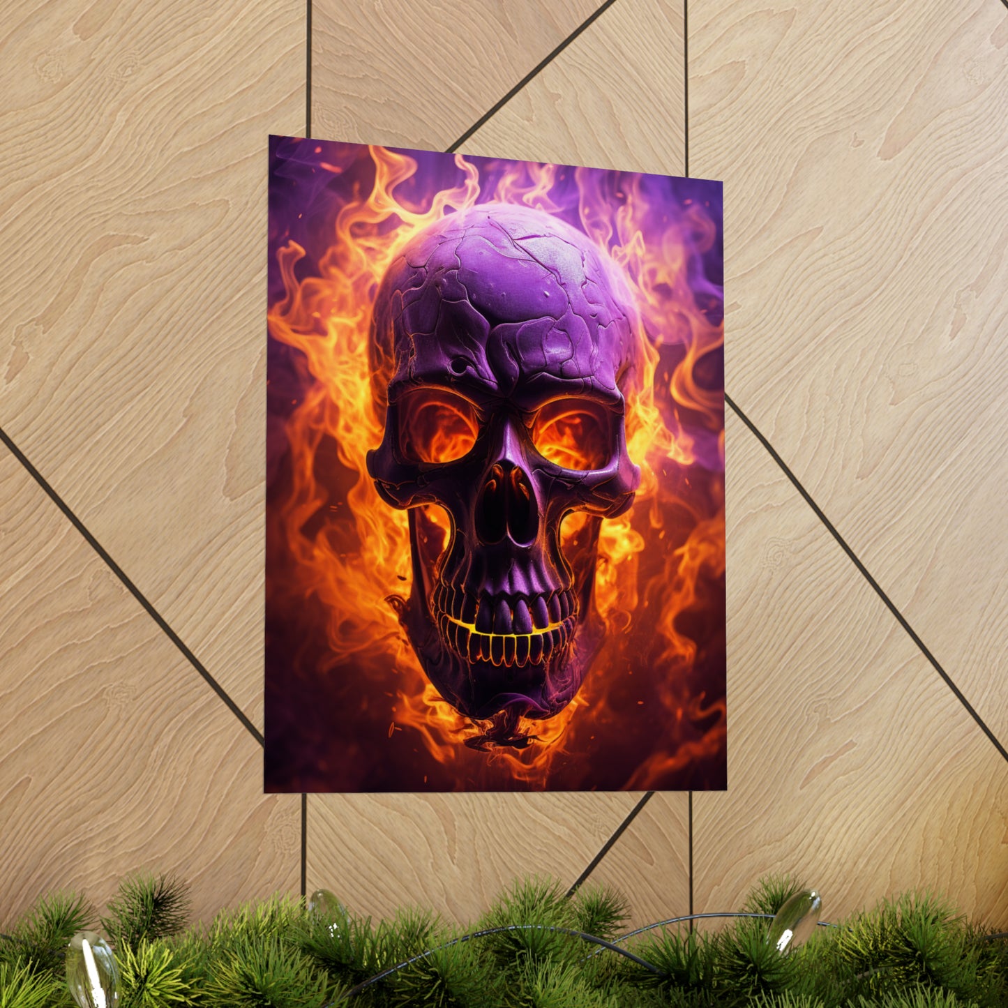 Premium Matte Vertical Posters Skull Flames 3