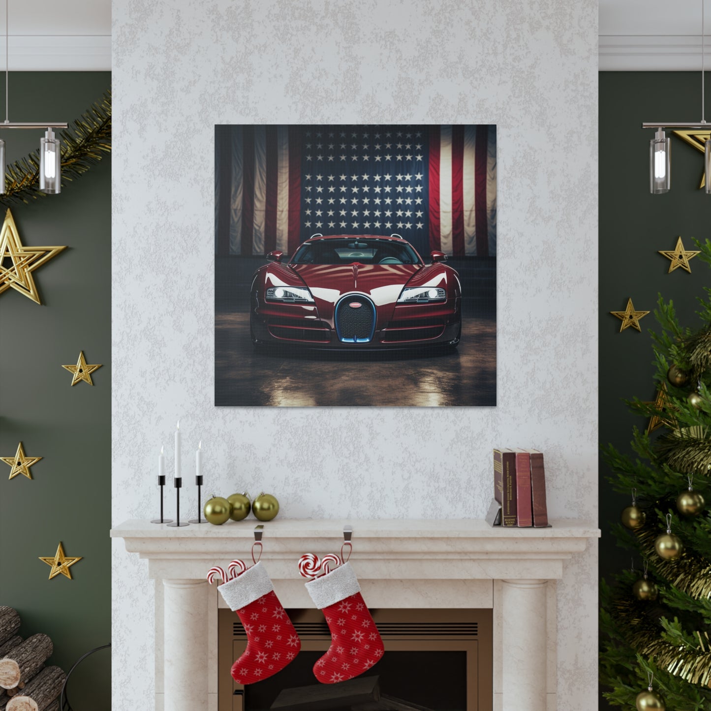 Canvas Gallery Wraps American Flag Background Bugatti 1