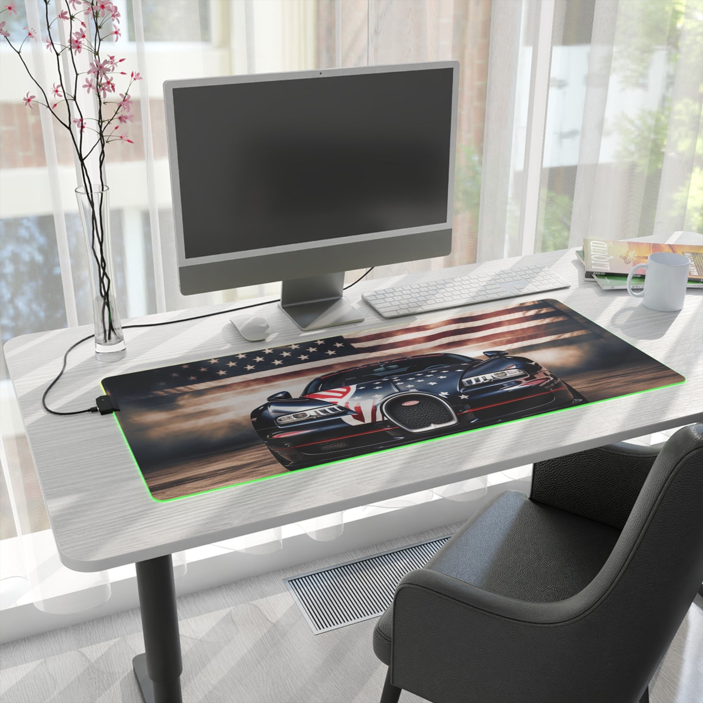 LED Gaming Mouse Pad Bugatti American Flag 2