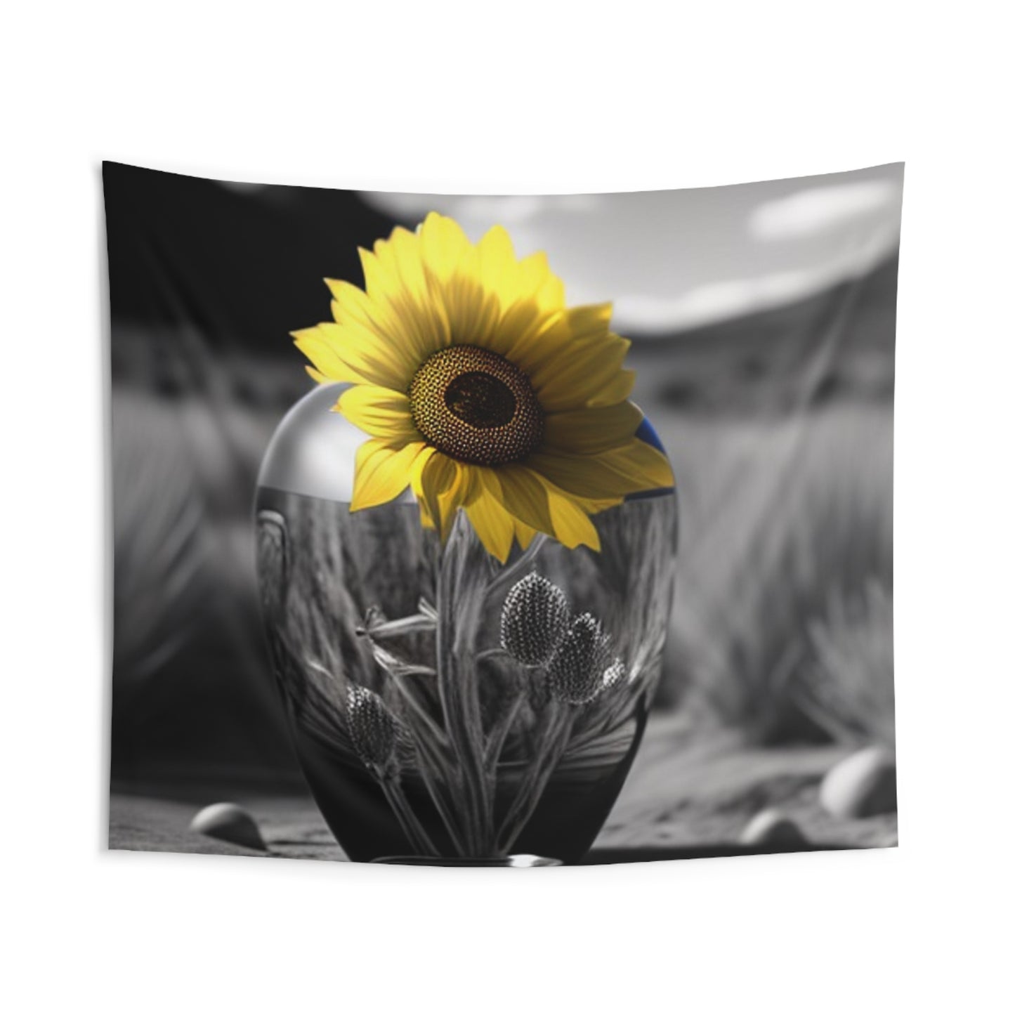 Indoor Wall Tapestries Yellw Sunflower in a vase 3