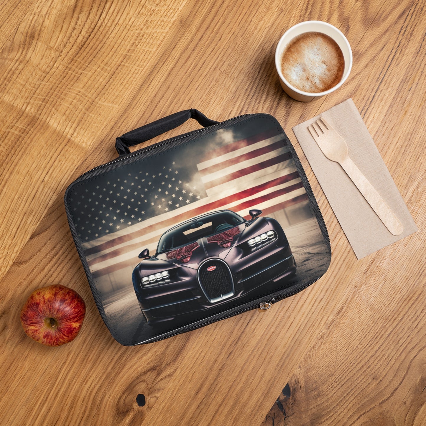 Lunch Bag American Flag Background Bugatti 2