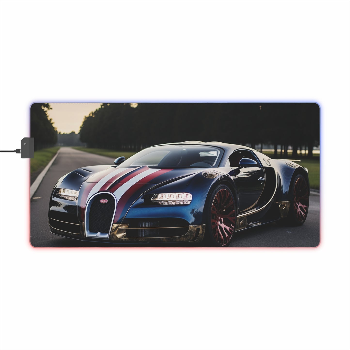 LED Gaming Mouse Pad Bugatti Flag American 1