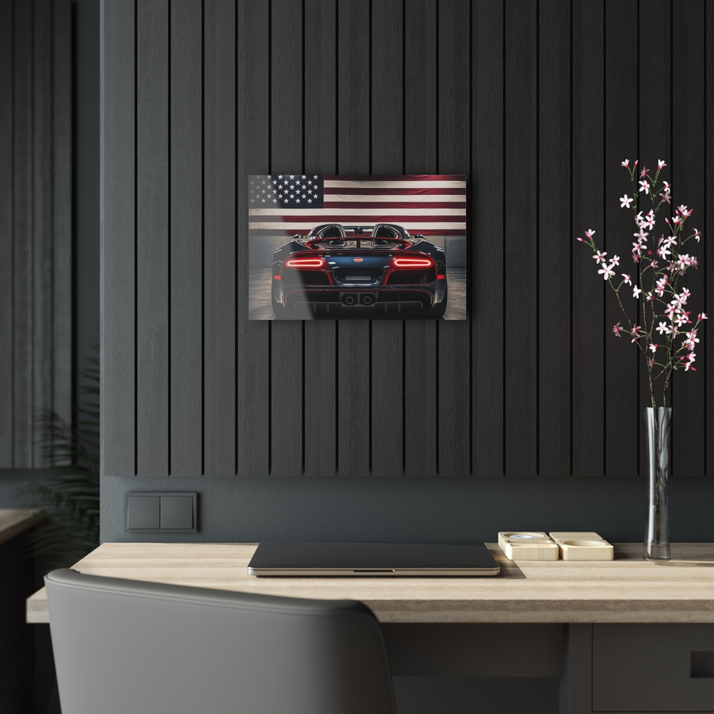 Acrylic Prints American Flag Background Bugatti 4
