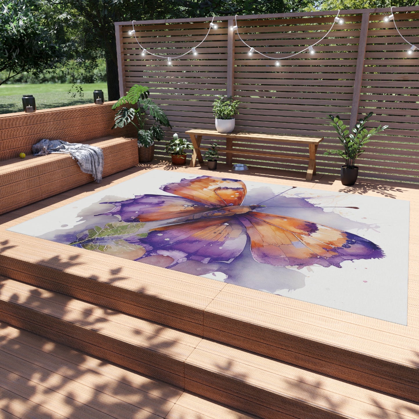 Outdoor Rug  MerlinRose Watercolor Butterfly 2