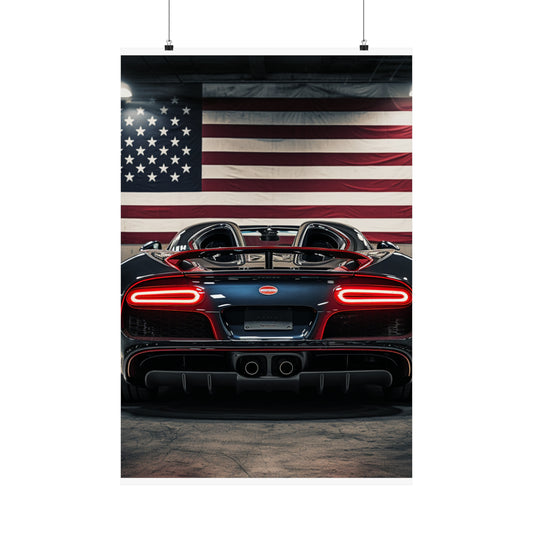 Premium Matte Vertical Posters American Flag Background Bugatti 4