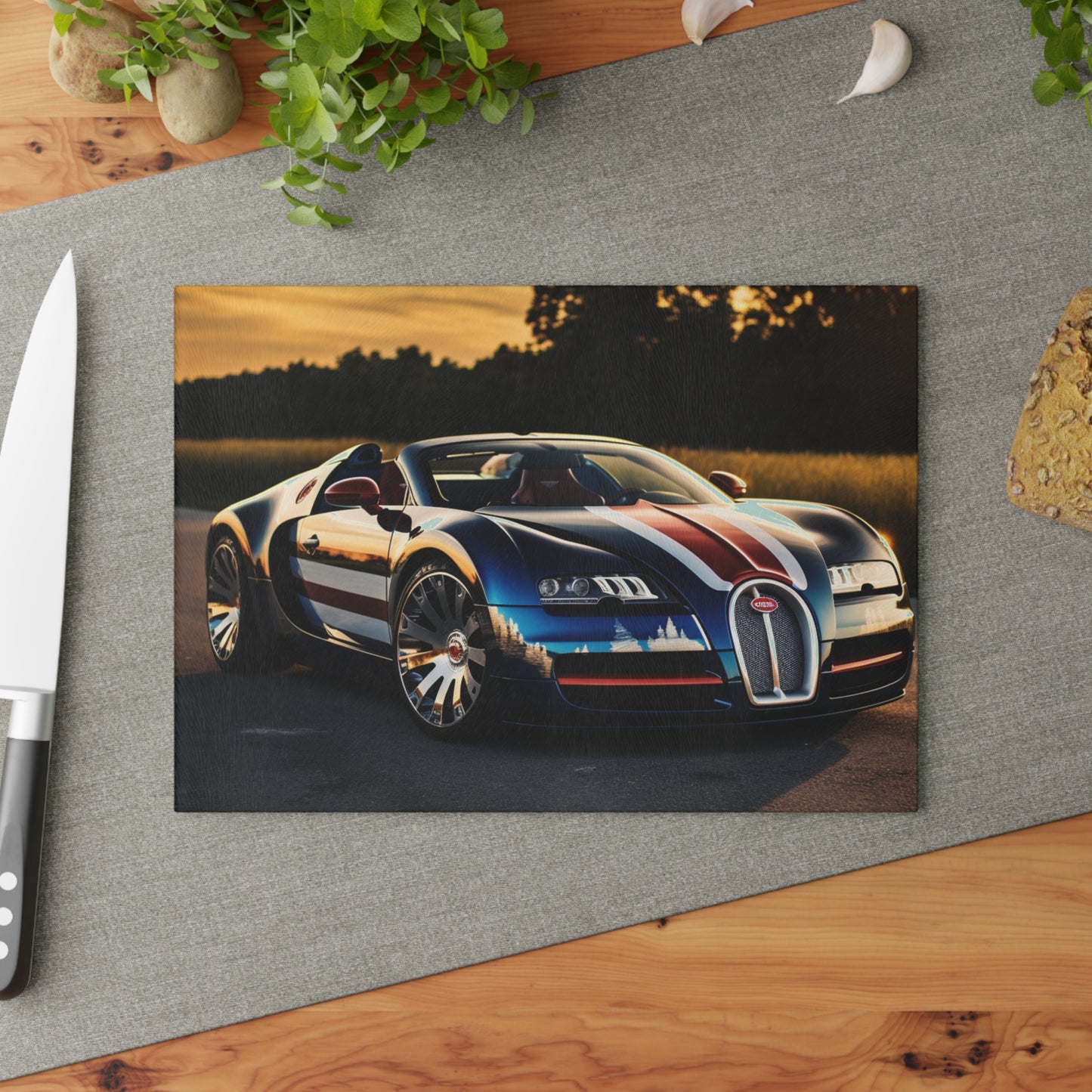 Glass Cutting Board Bugatti Flag American 3