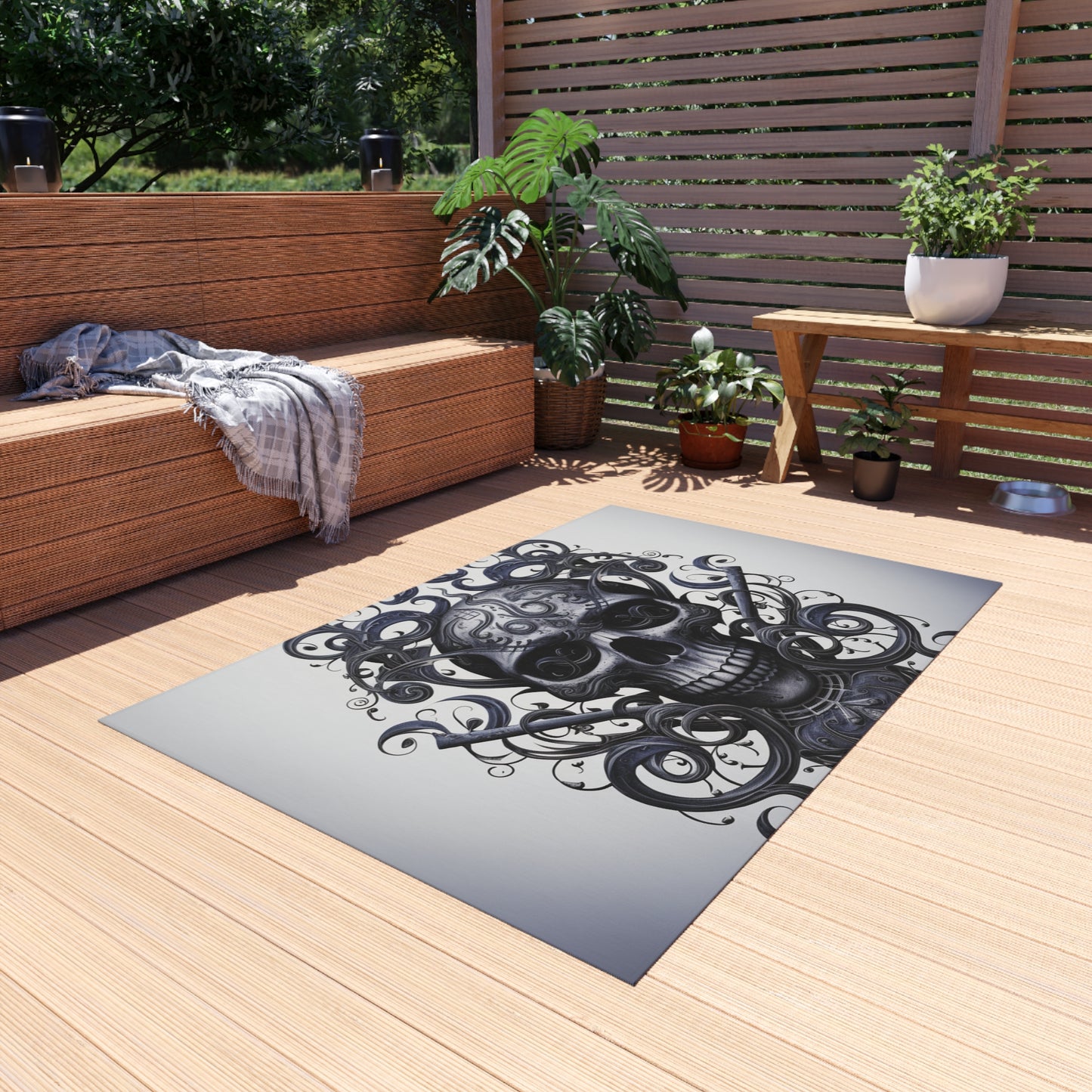 Outdoor Rug  Skull Treble Clef 1