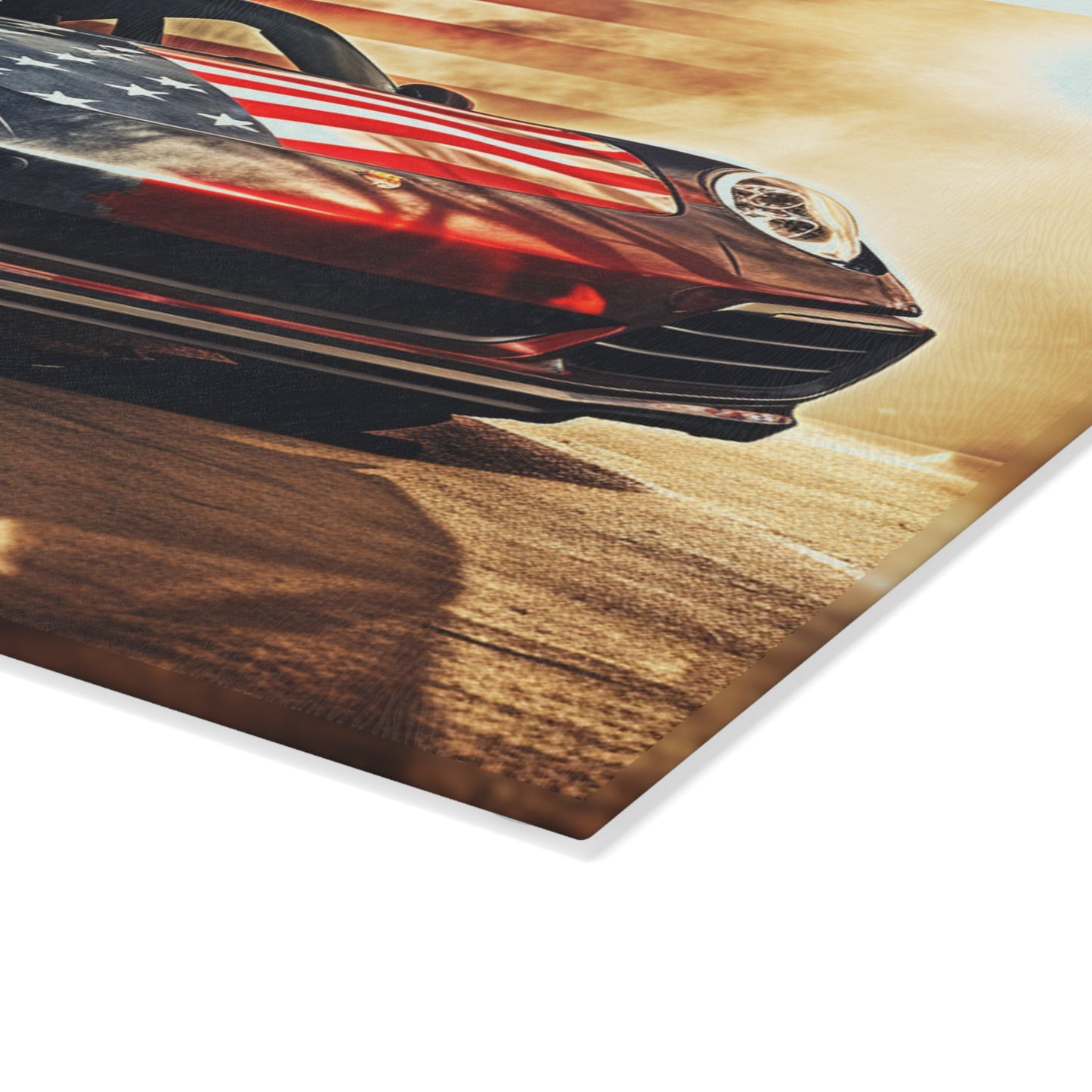 Glass Cutting Board Abstract American Flag Background Porsche 1