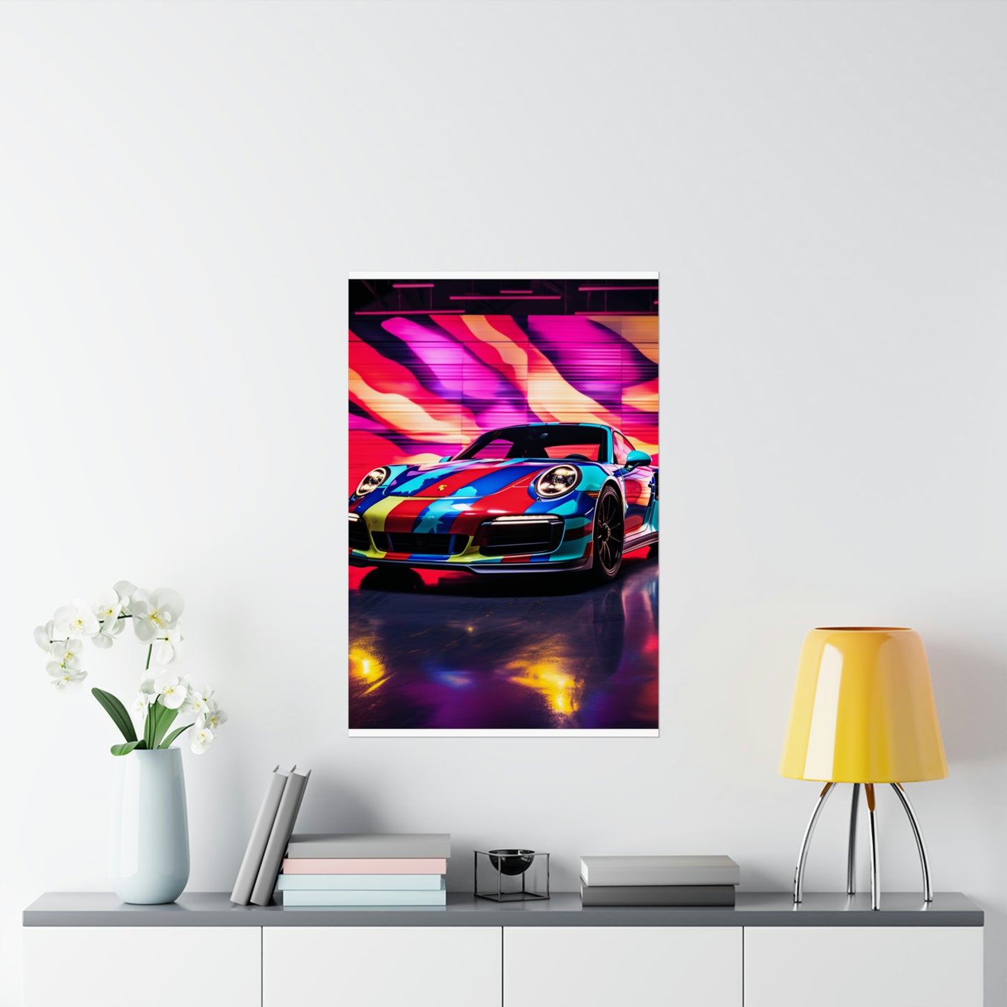 Premium Matte Vertical Posters Macro American Flag Porsche 1